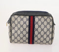 Gucci GG Supreme Web Stripe Cosmetic Pouch – Beige & Navy