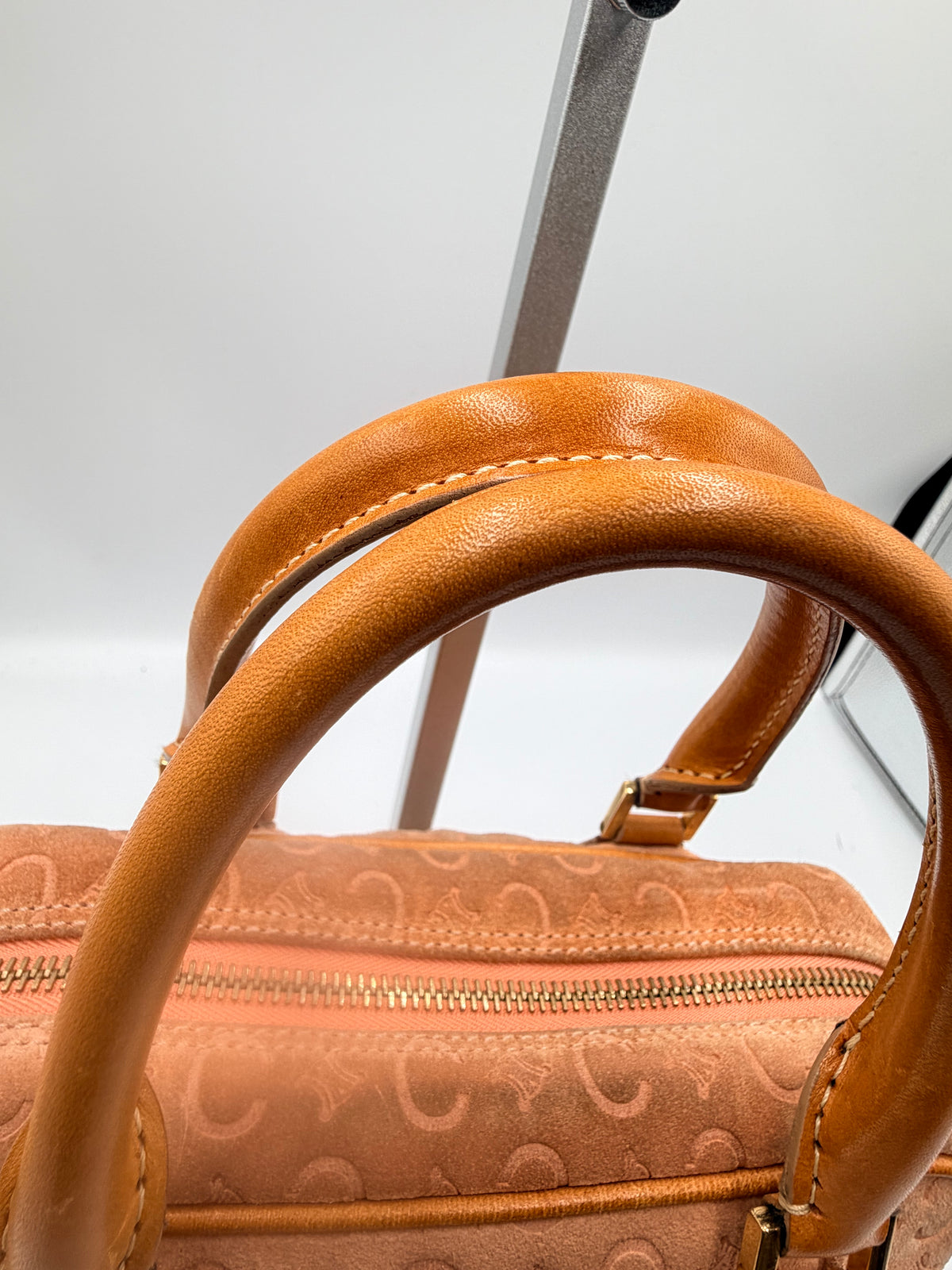 Celine Pink Suede Macadam Boston Bag