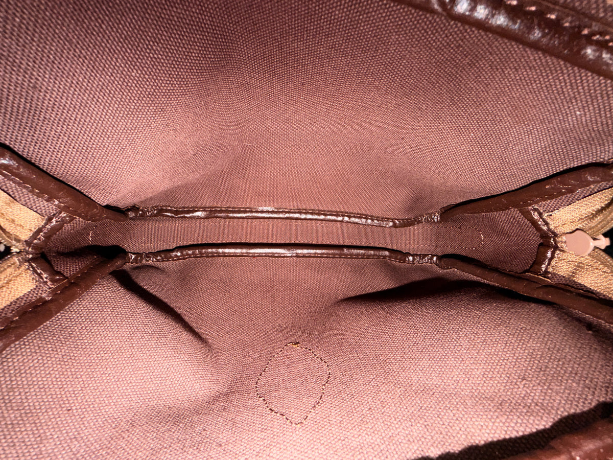Yves Saint Laurent YSL Logo Cosmetic Pouch / Clutch – Brown
