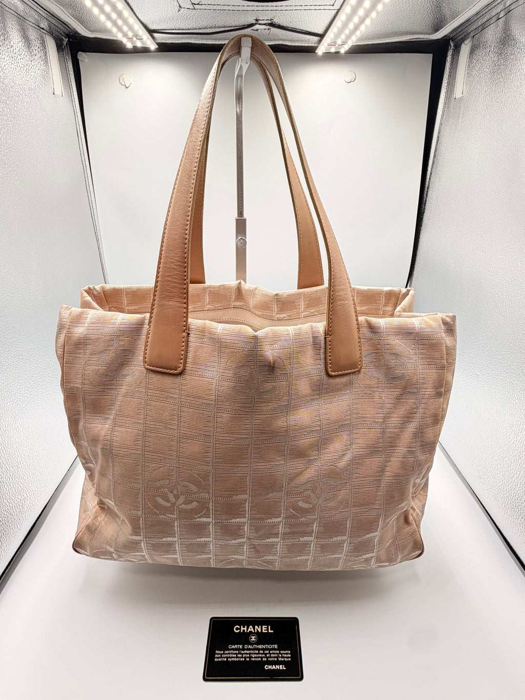 Chanel Vintage New Travel Line CC Jacquard Tote – Beige ( with Authenticity Card)