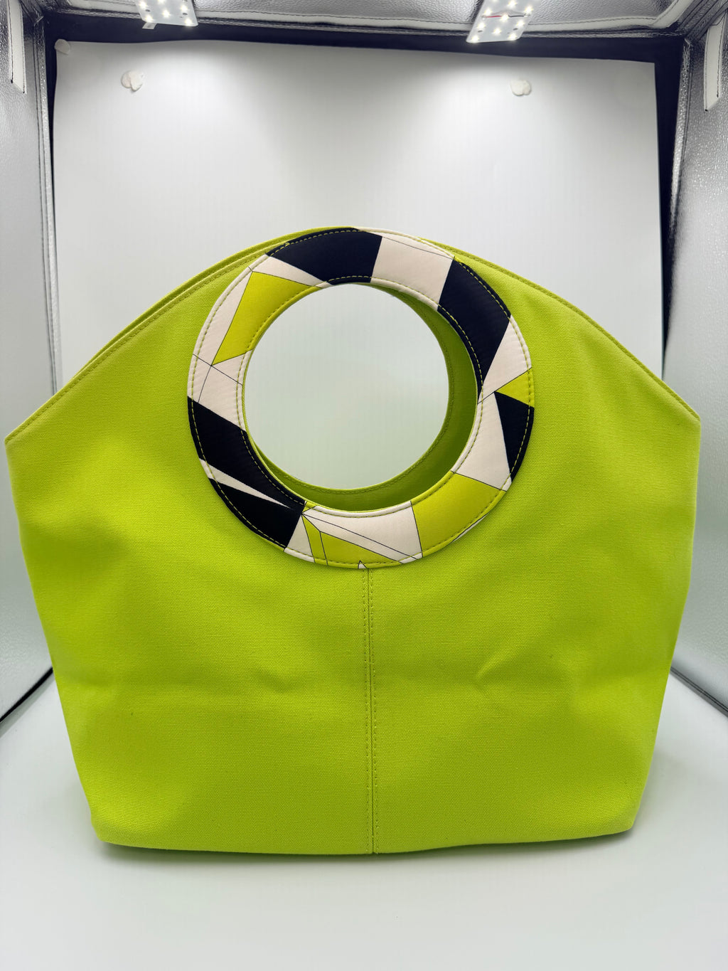 Emilio Pucci Lime Green Canvas Tote Bag