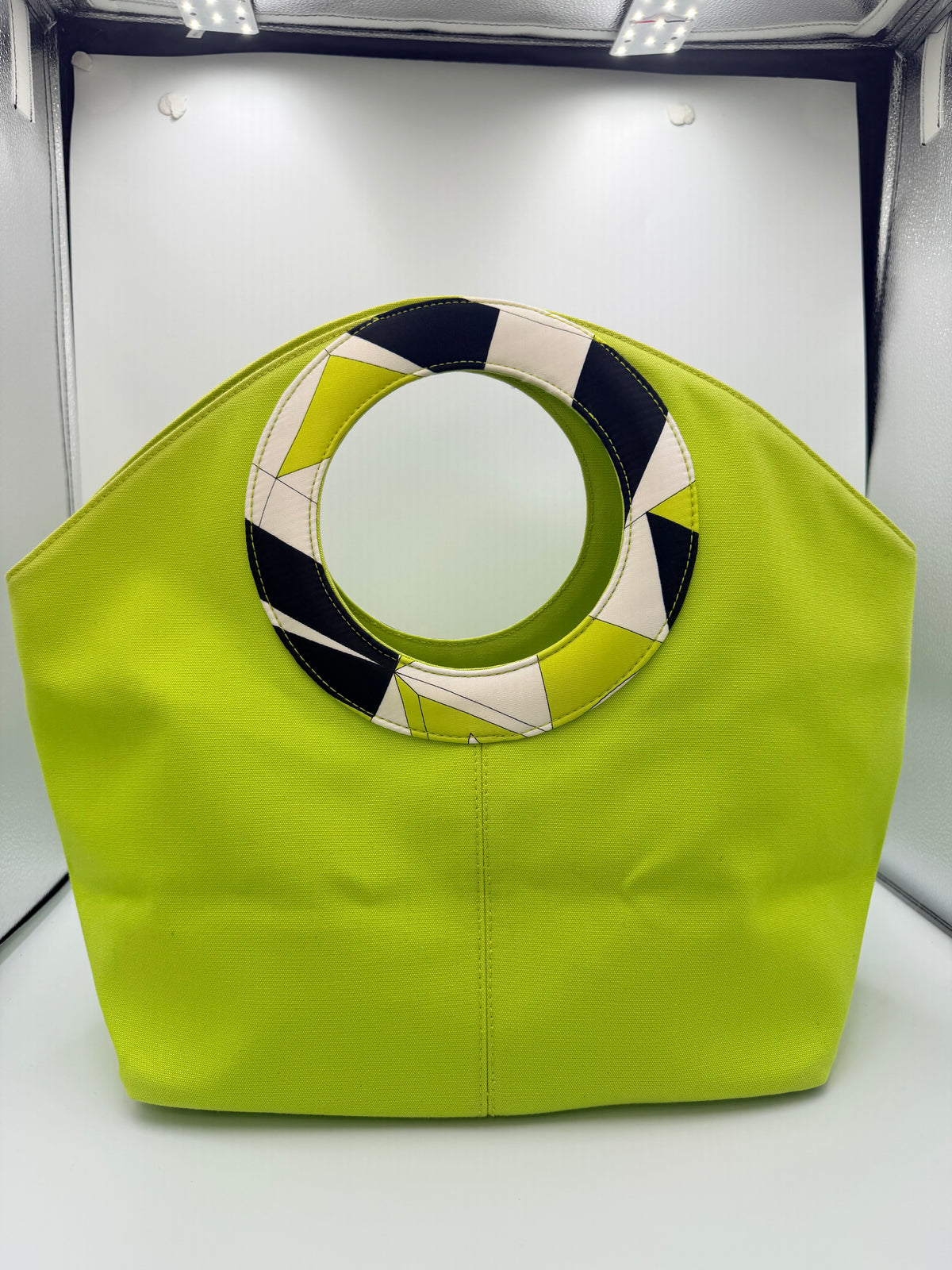 Emilio Pucci Lime Green Canvas Tote Bag