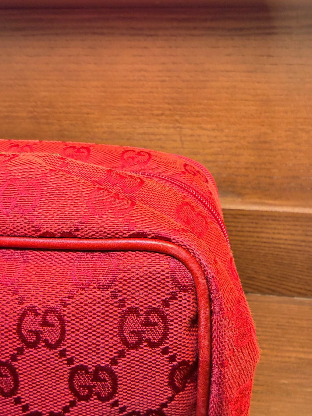 Gucci Red GG Monogram Vanity Case
