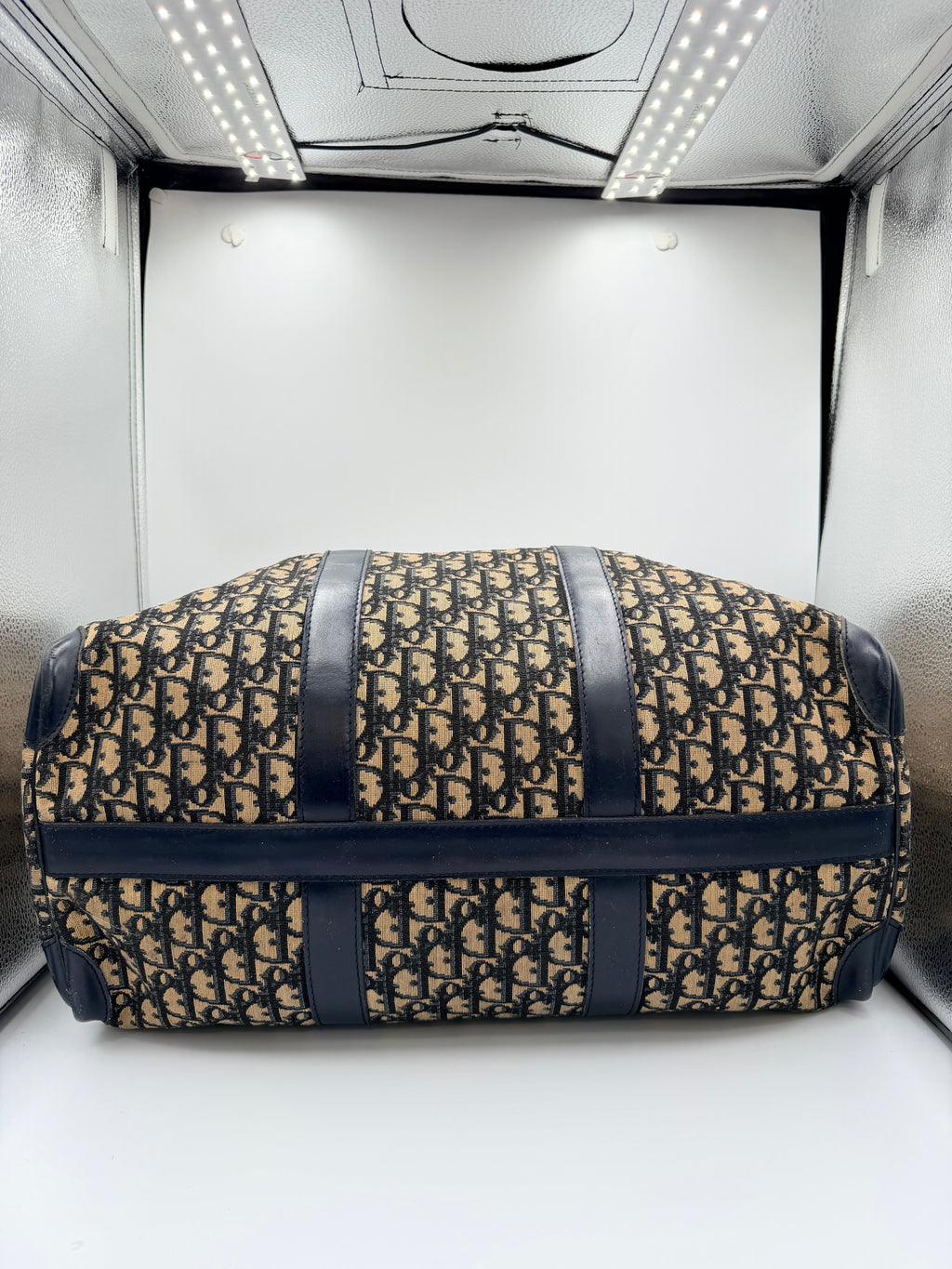 Christian Dior Trotter Monogram Boston Travel Bag – Navy