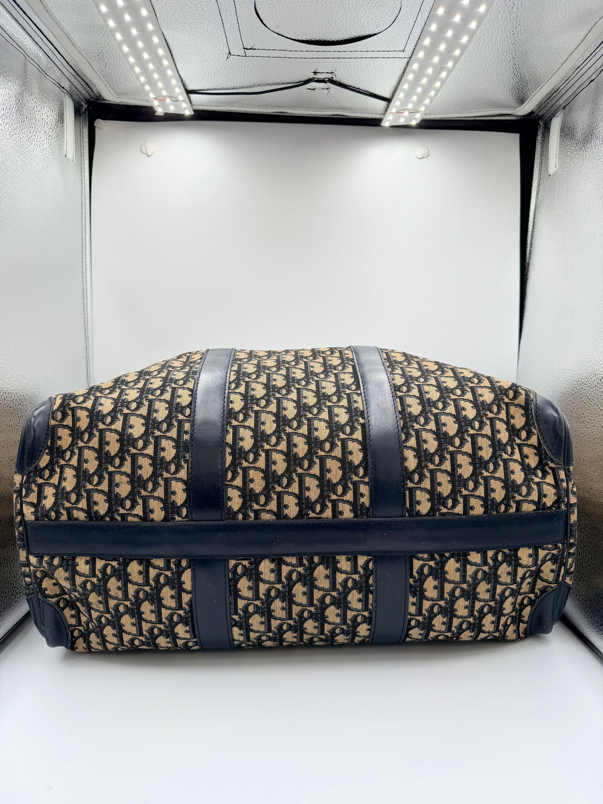 Christian Dior Trotter Monogram Boston Travel Bag – Navy