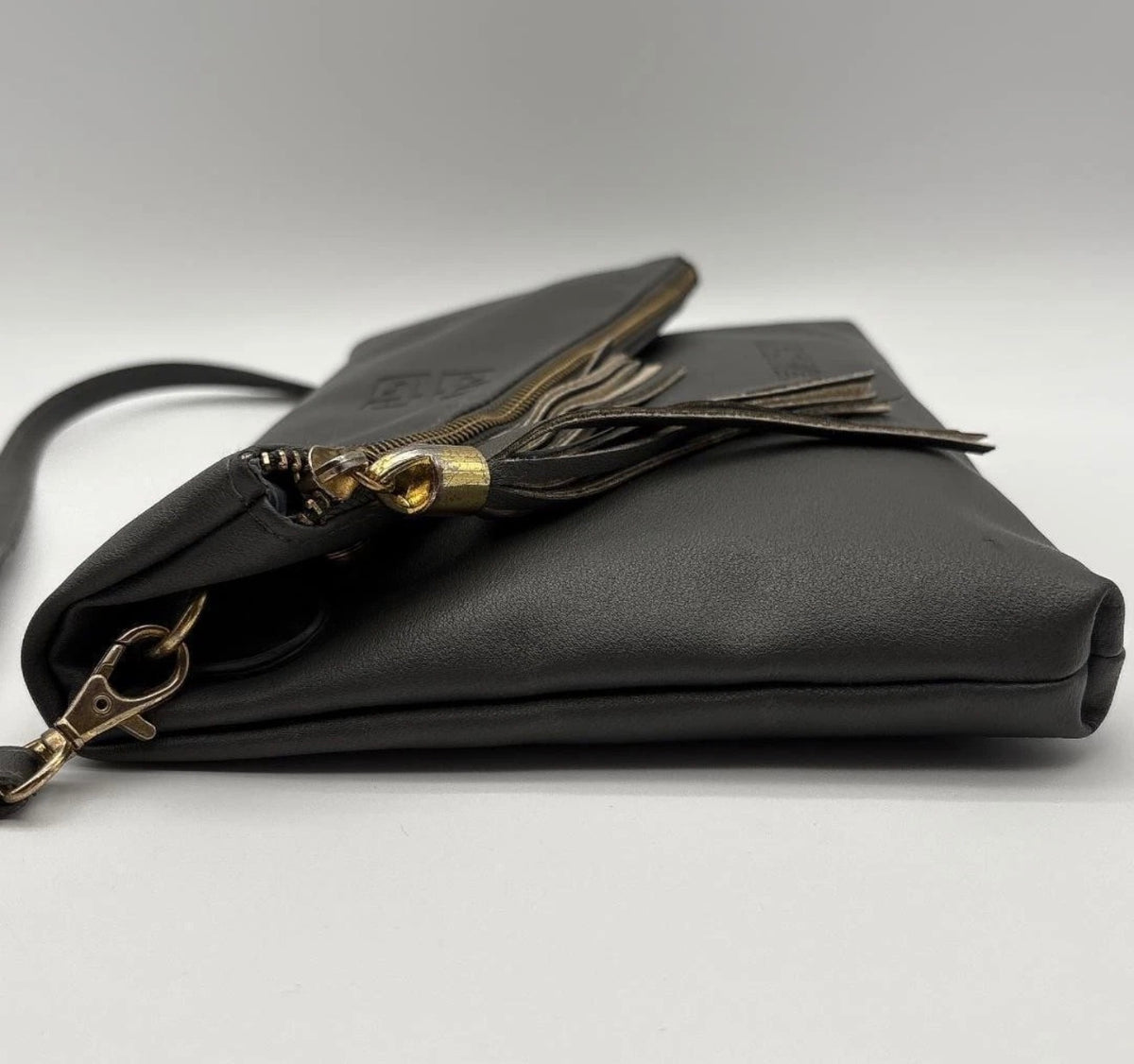 Givenchy Gray Foldover Tassel Clutch / Shoulder / Crossbody Bag