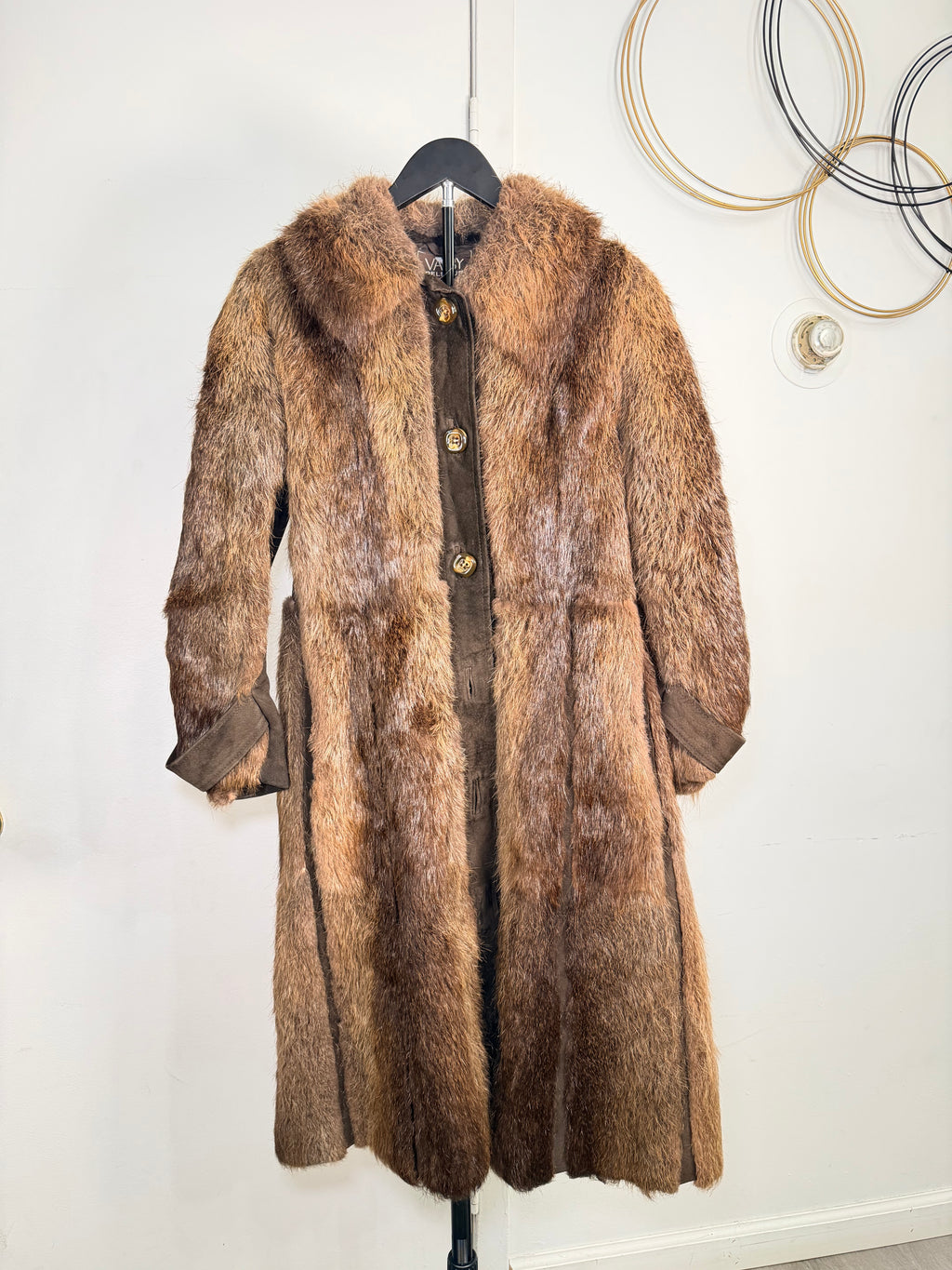 Vintage Natural Beaver Fur Coat – Full-Pelt Long-Hair Beaver (XS)