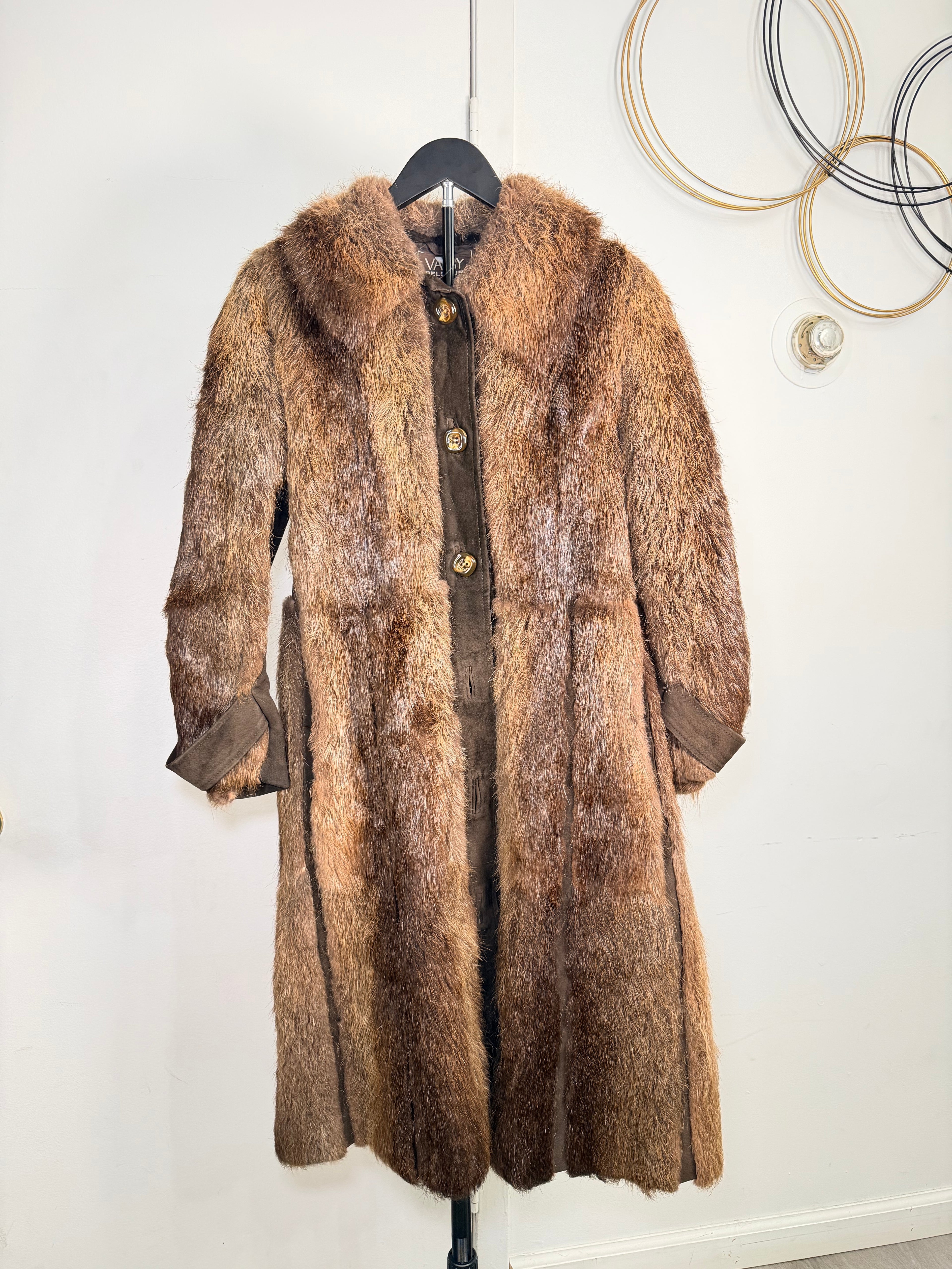 Vintage Natural Beaver Fur Coat – Full-Pelt Long-Hair Beaver (XS)