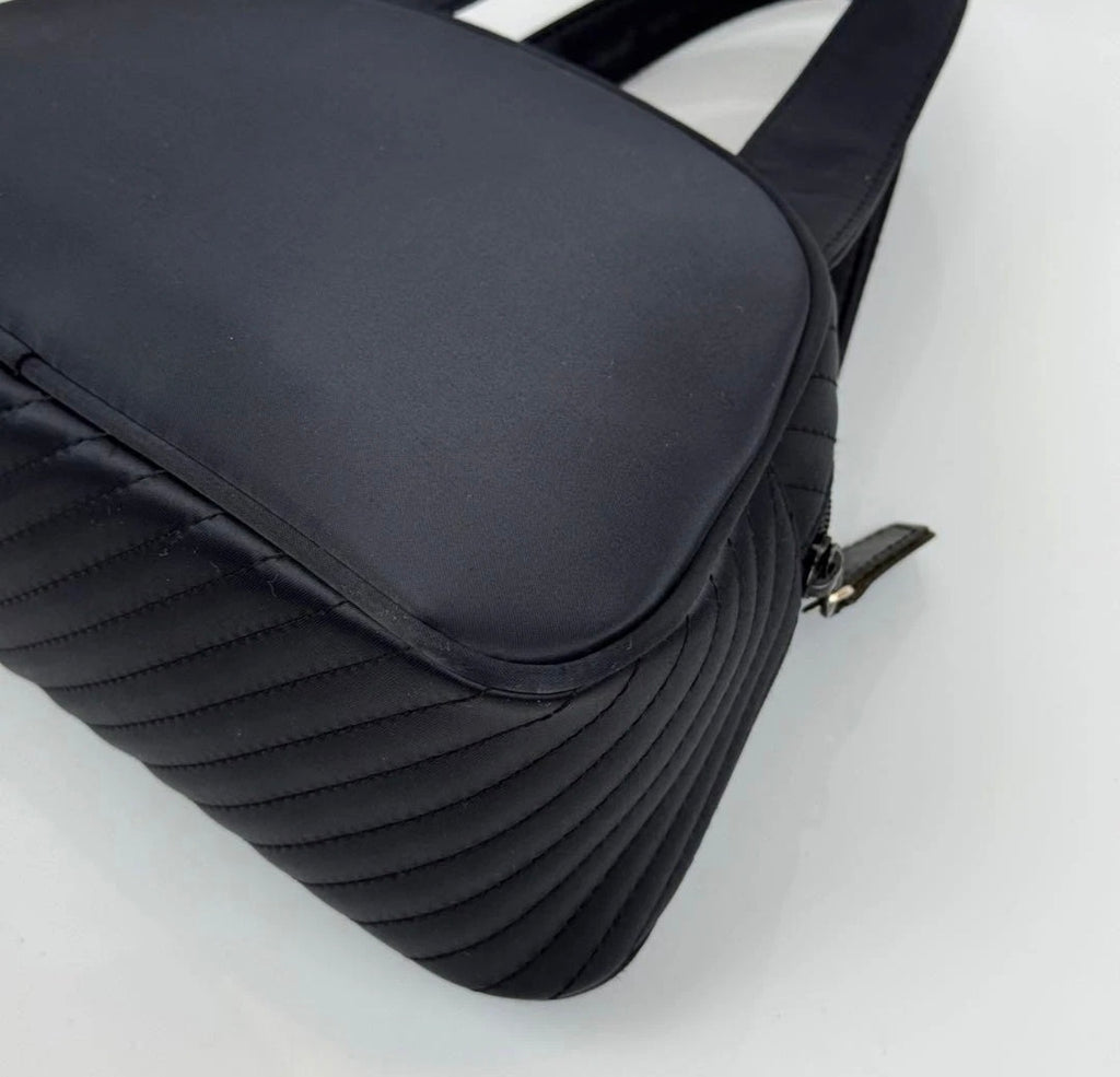 Yves Saint Laurent YSL Black Nylon Quilted Mini Tote Bag