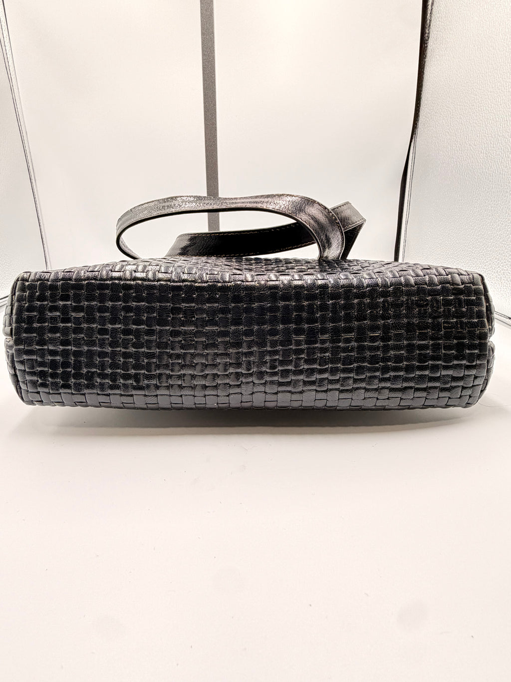 Fendi Vintage Black Woven Leather Shoulder Tote