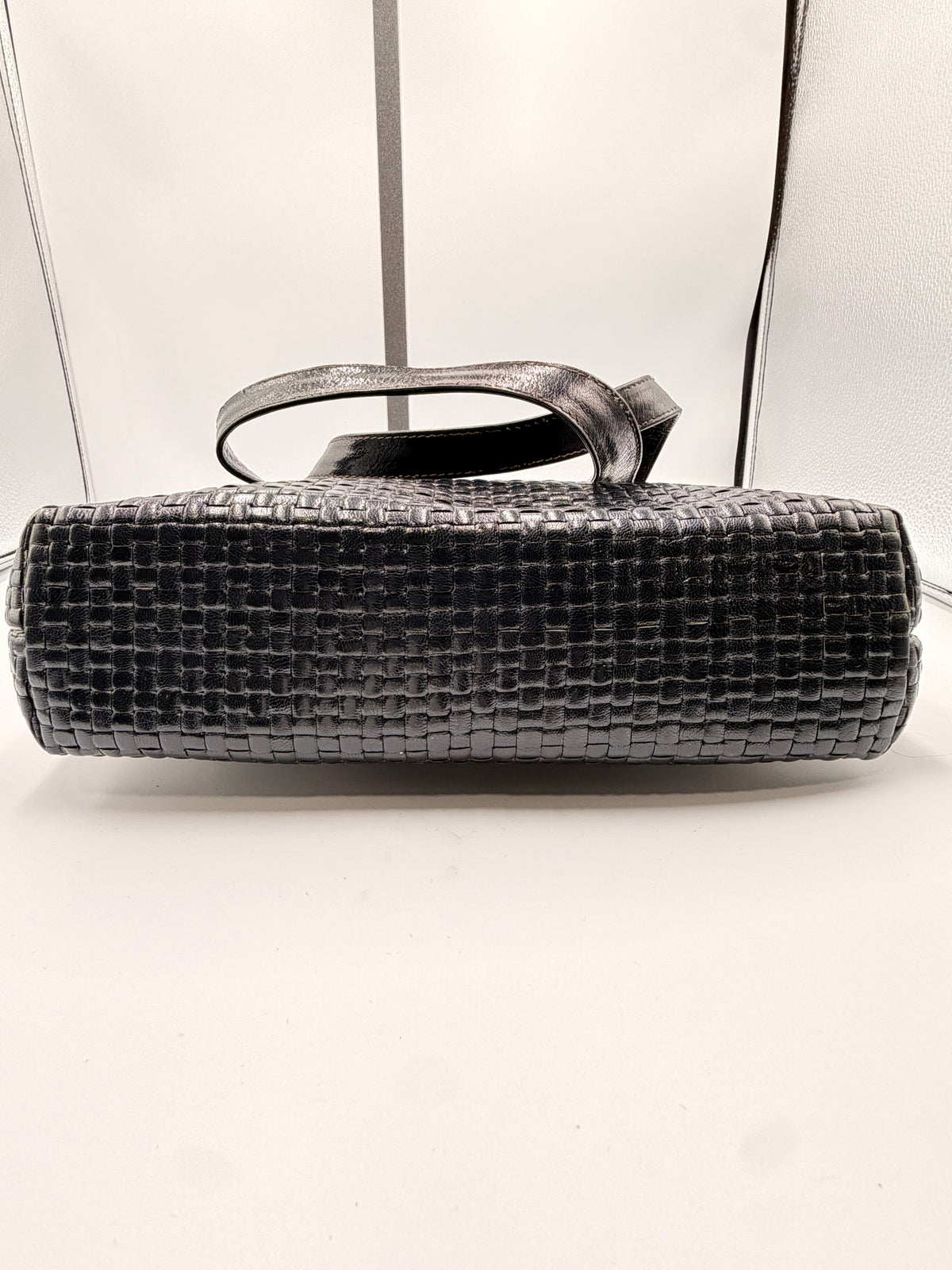 Fendi Vintage Black Woven Leather Shoulder Tote