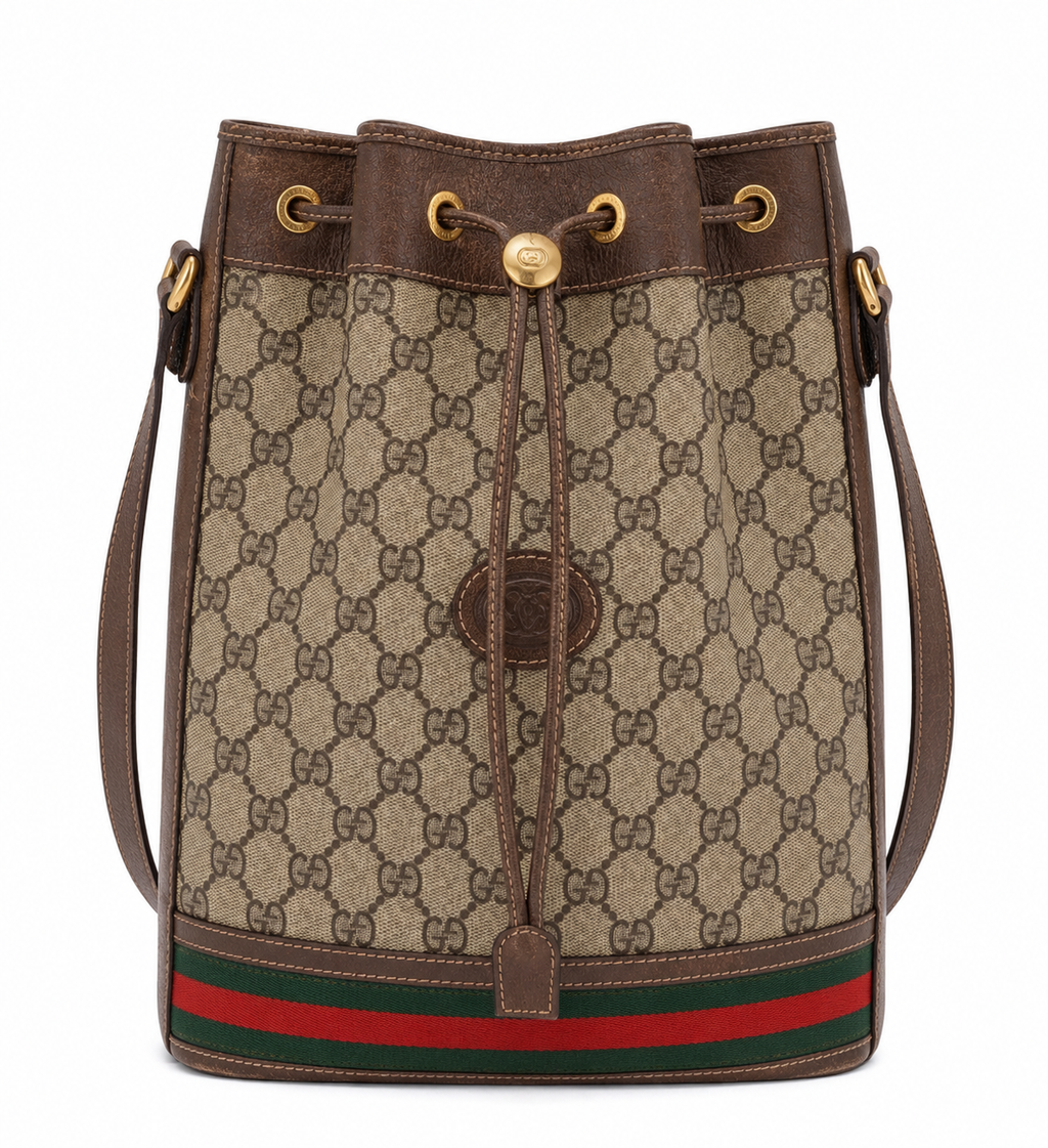 Gucci Vintage GG Supreme Drawstring Bucket Bag