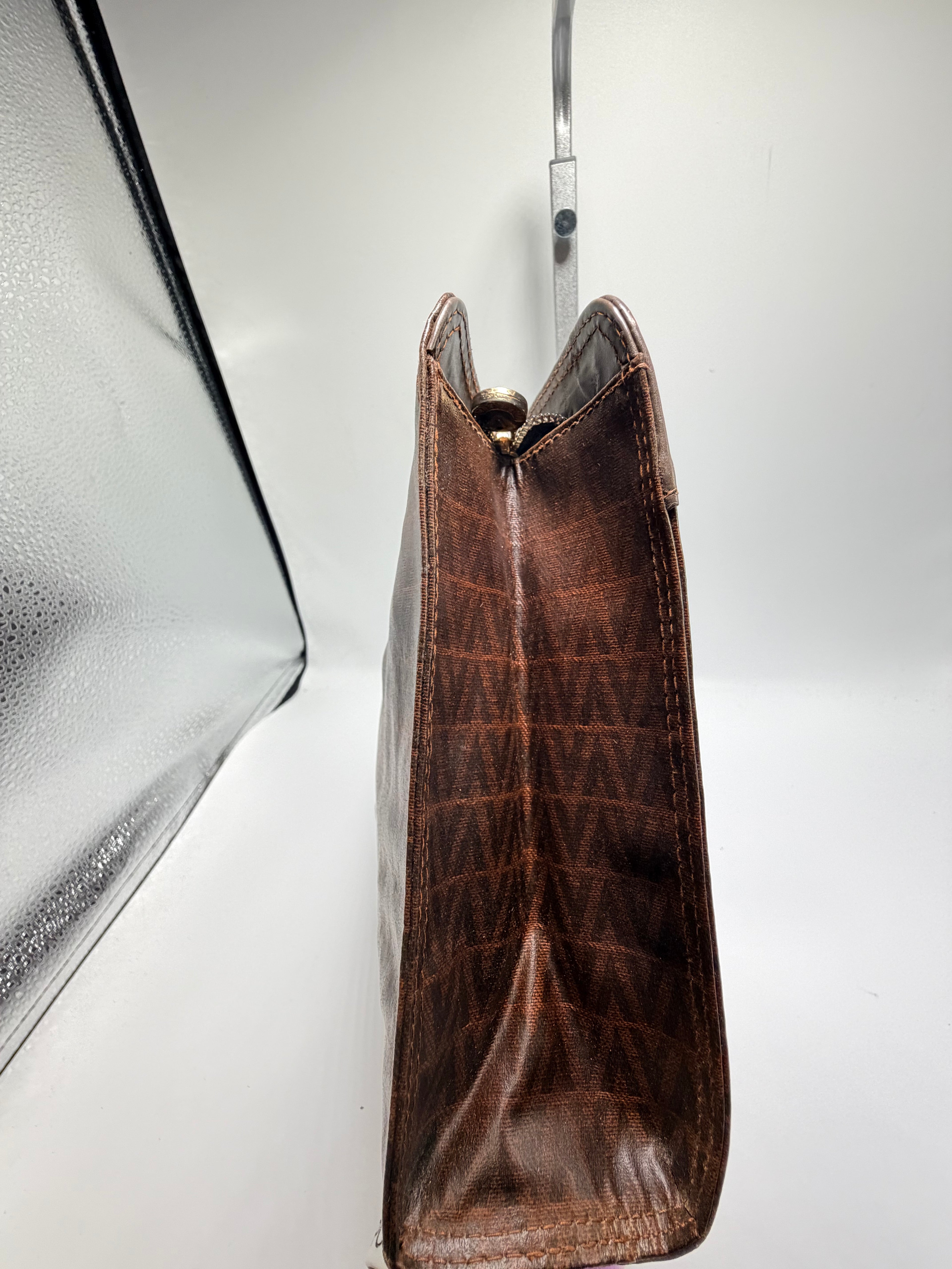 Valentino Leather Clutch – Brown V Logo
