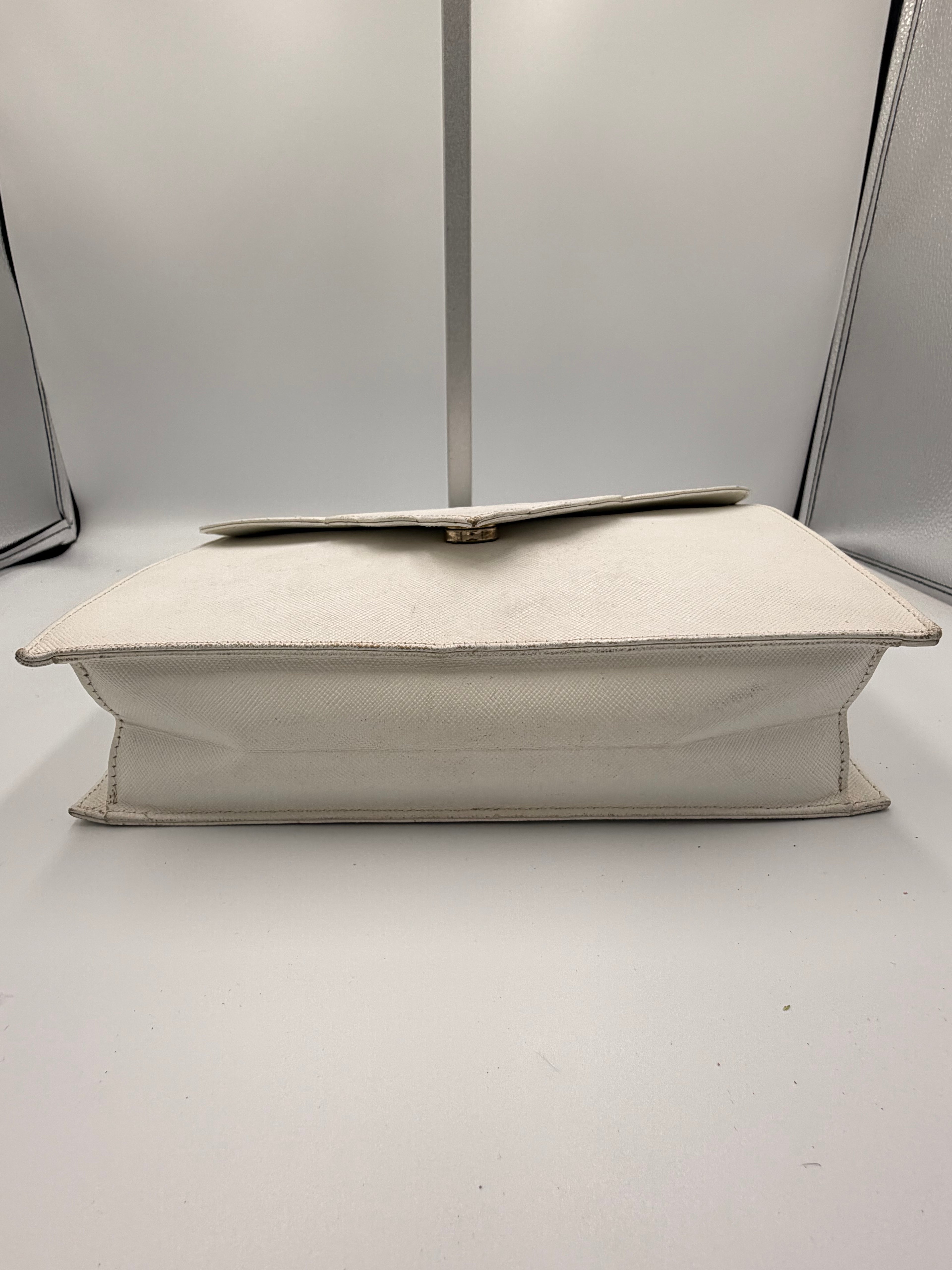 Yves Saint Laurent White Leather Clutch