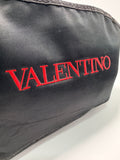 VALENTINO Beauty Canvas Cosmetic Pouch – Black with Red Embroidery