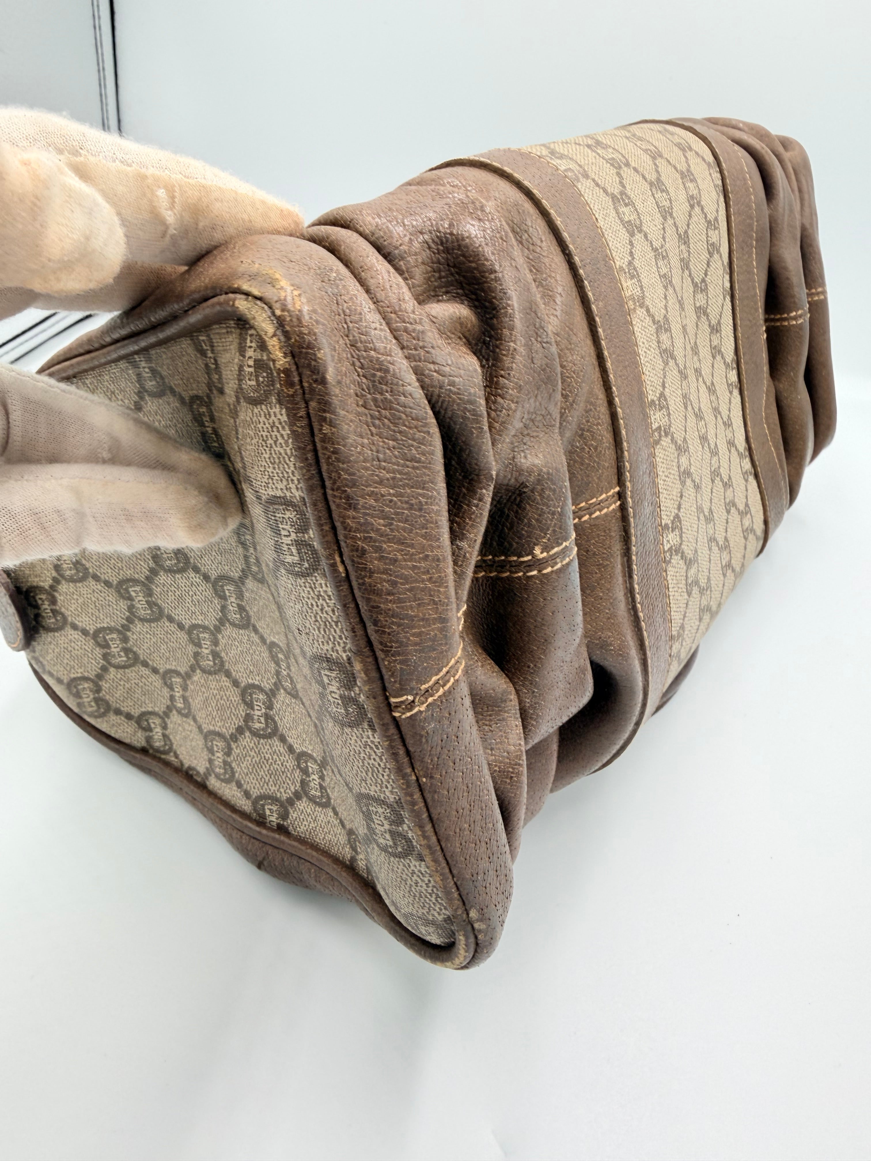 Gucci Plus Monogram Pleated Satchel Bag