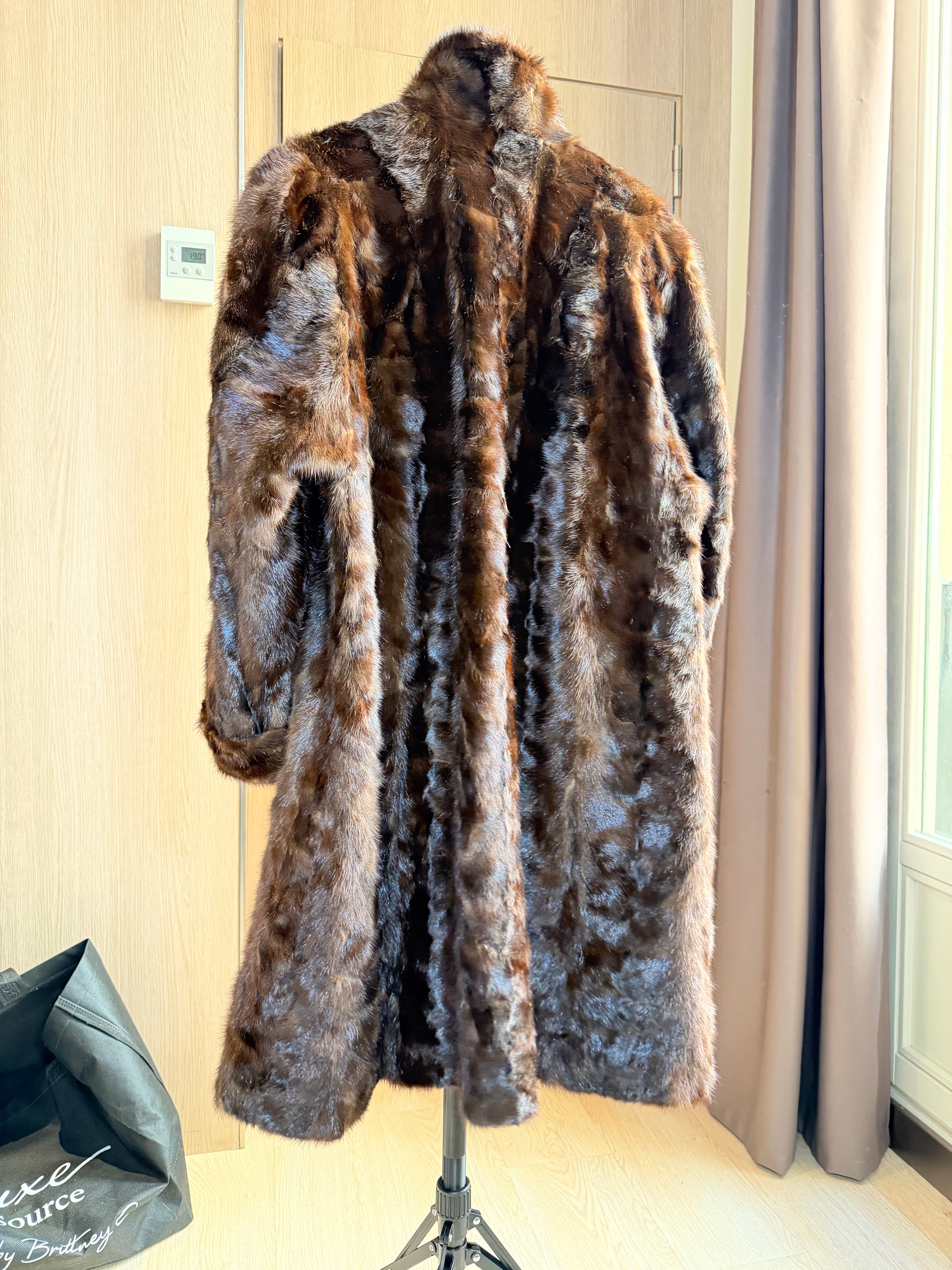 Vintage Dark Mahogany Sheared Mink Fur Coat – Large-036
