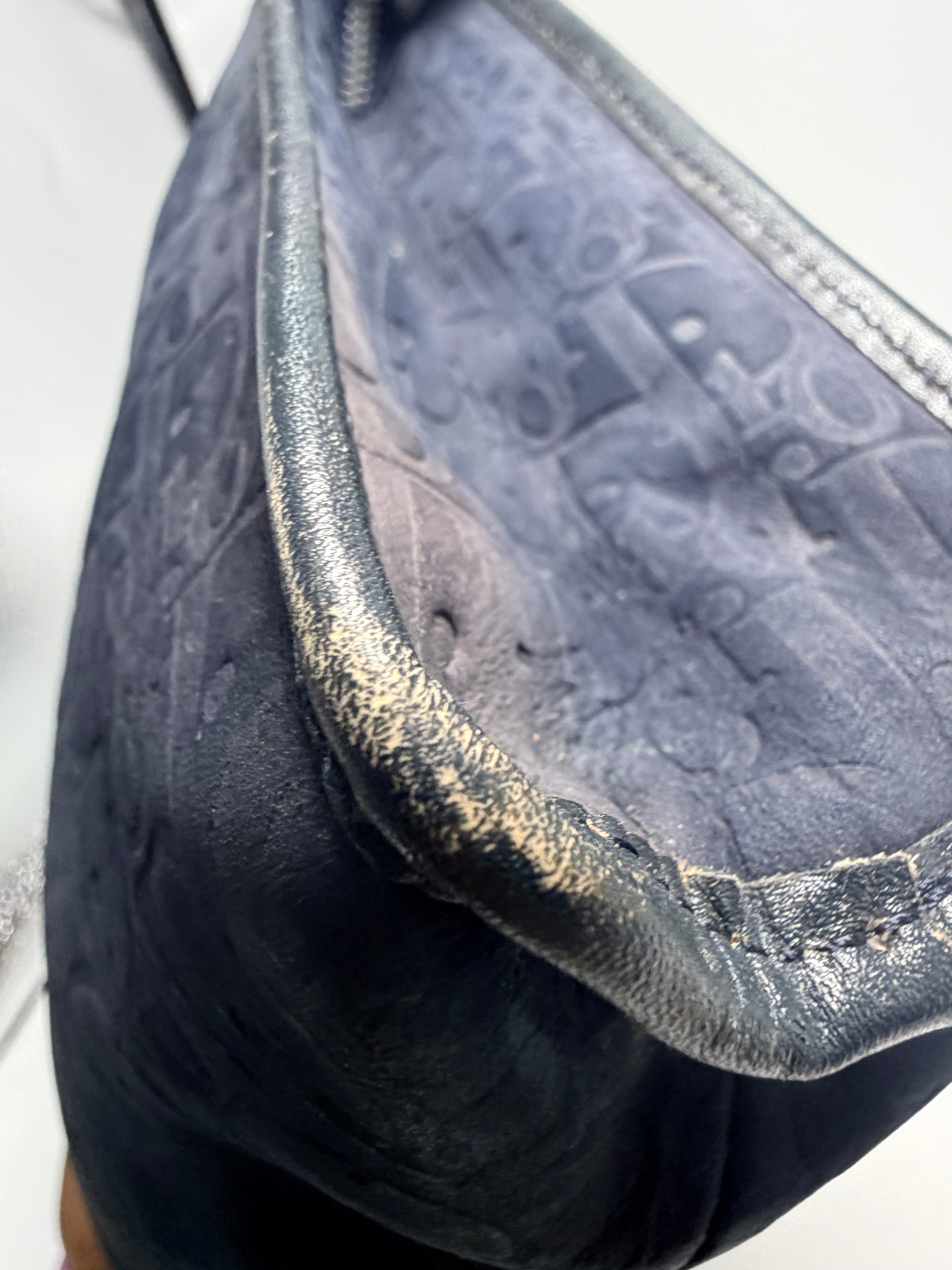 Christian Dior Vintage Oblique Clutch / Toiletry– Navy