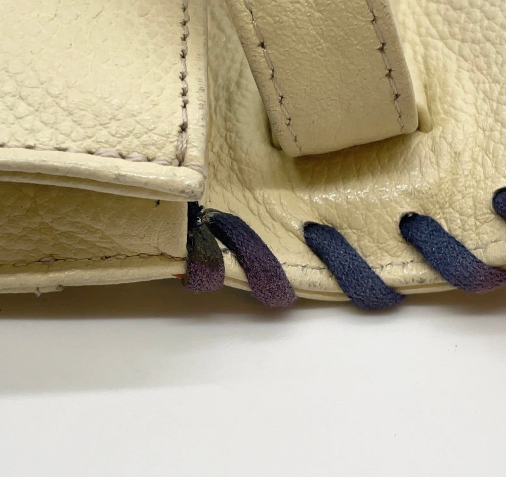 Yves Saint Laurent Cream Leather Whipstitch Crossbody Messenger Bag