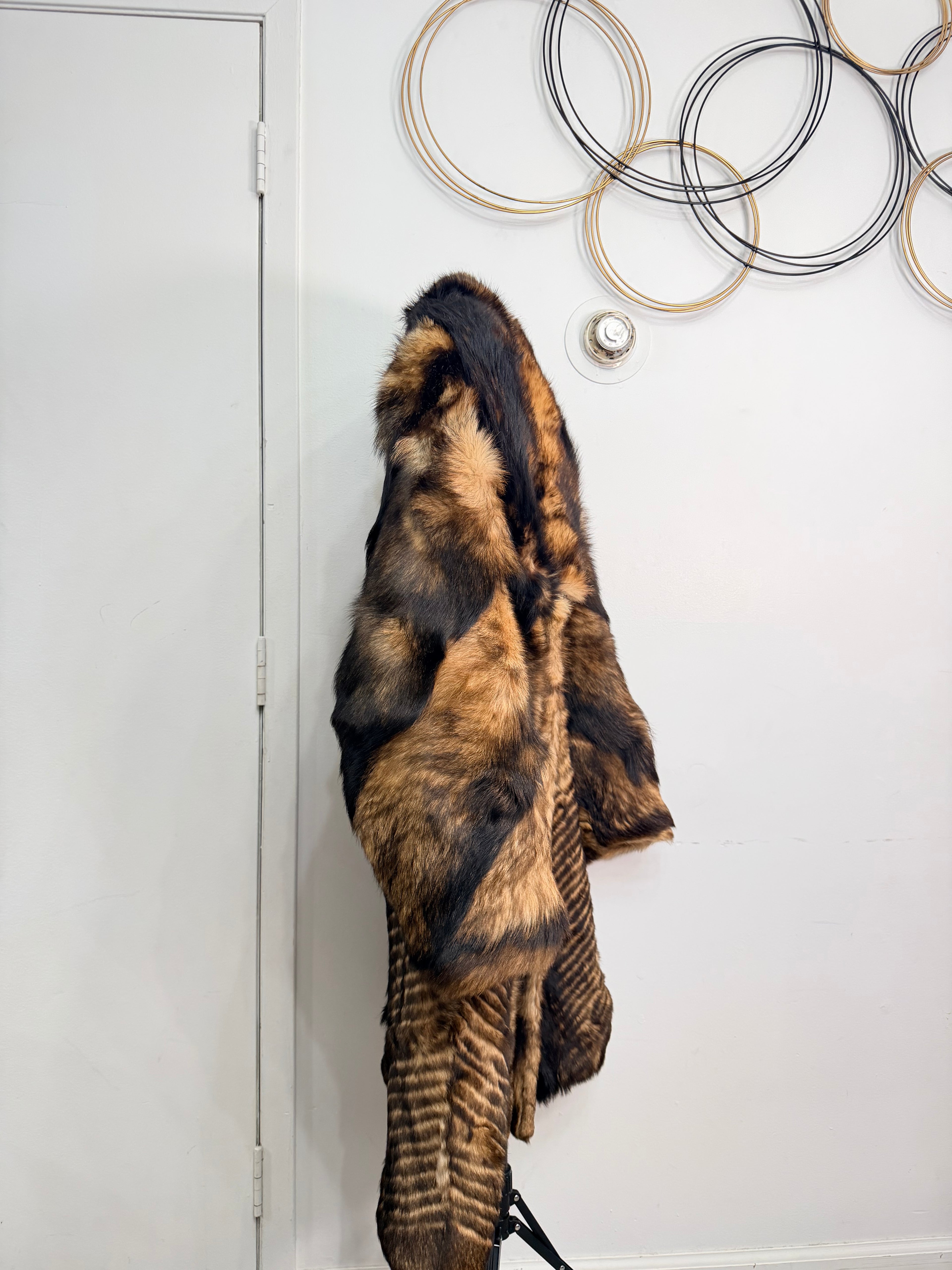 Vintage Fox Fur Statement Coat – Chevron Pattern, Size 1X