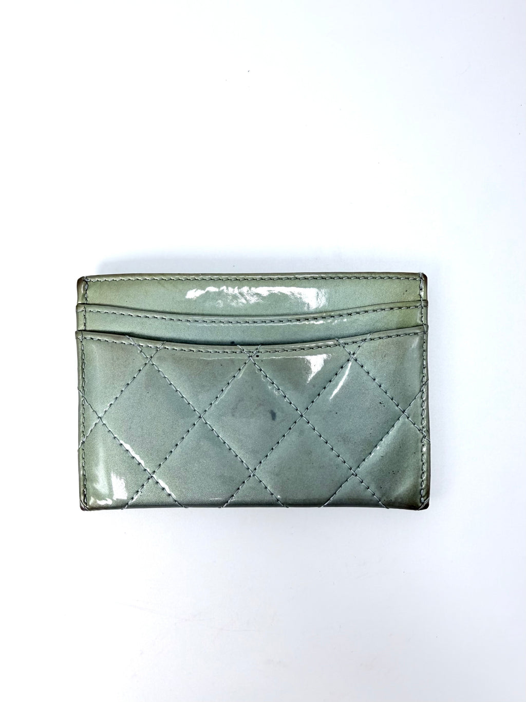 CHANEL Quilted Patent Leather Card Holder – Green