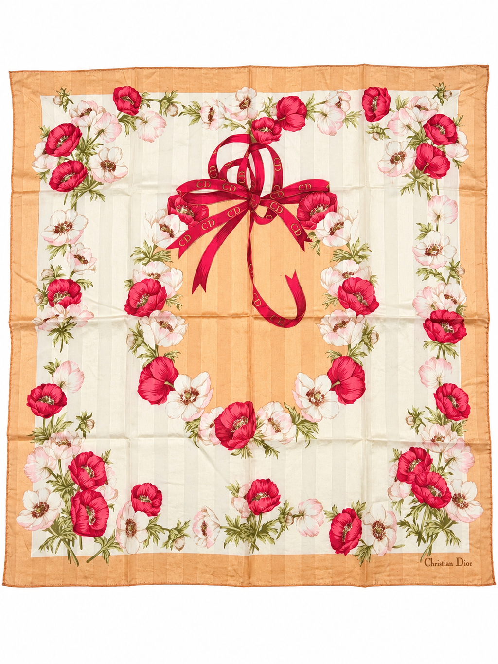 Christian Dior Vintage Floral Bow Scarf