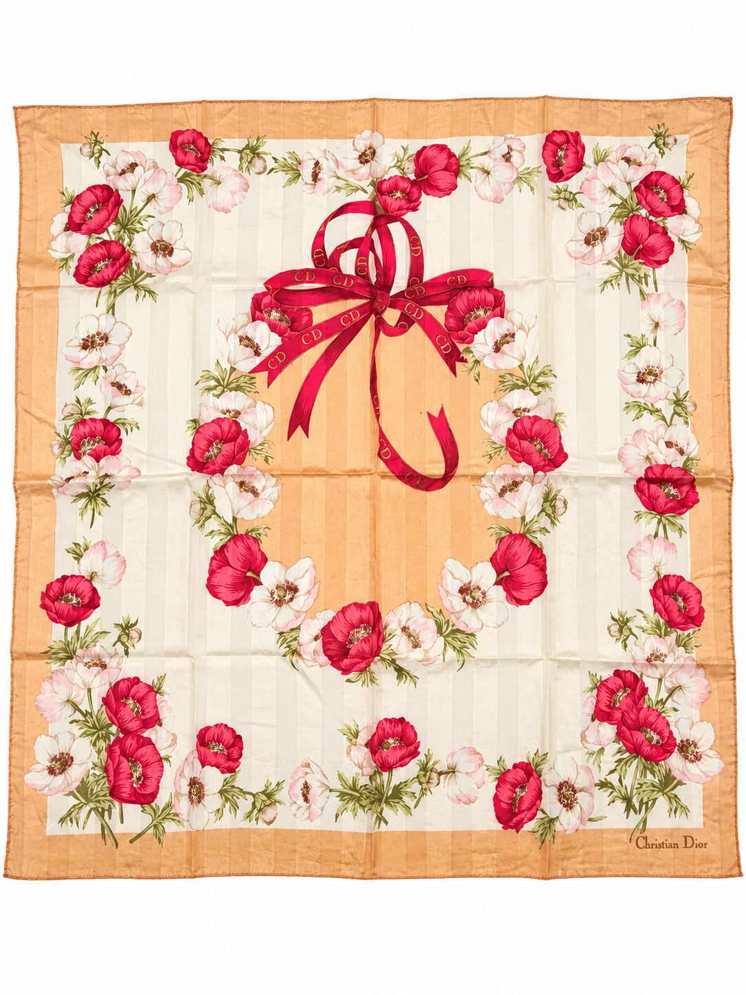 Christian Dior Vintage Floral Bow Scarf