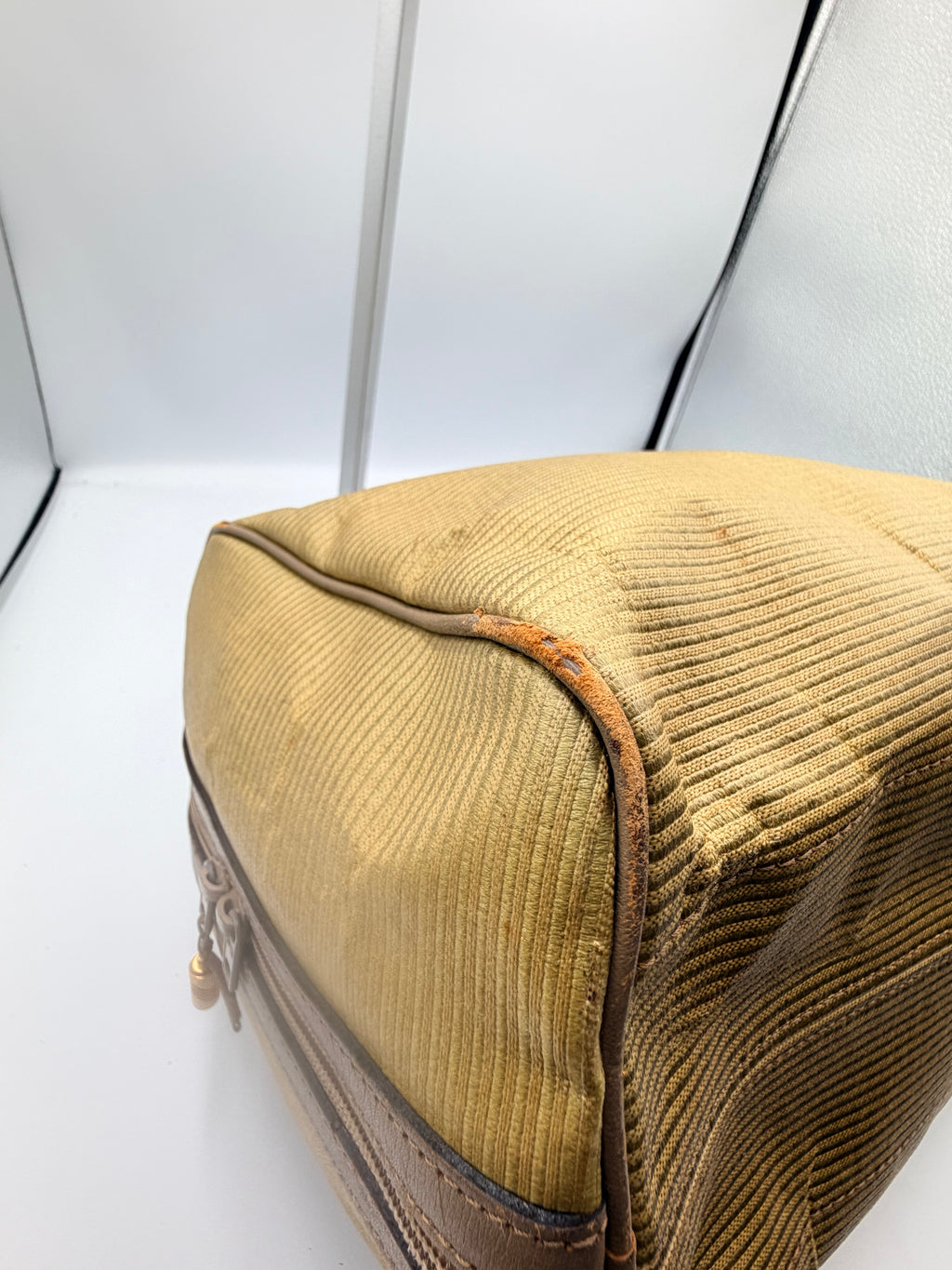 Yves Saint Laurent YSL Beige Canvas Boston Bag