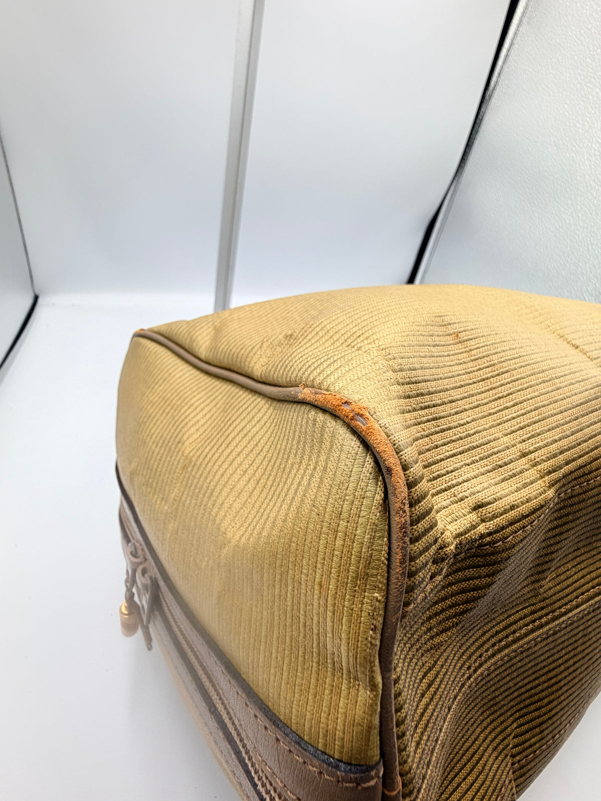 Yves Saint Laurent YSL Beige Canvas Boston Bag