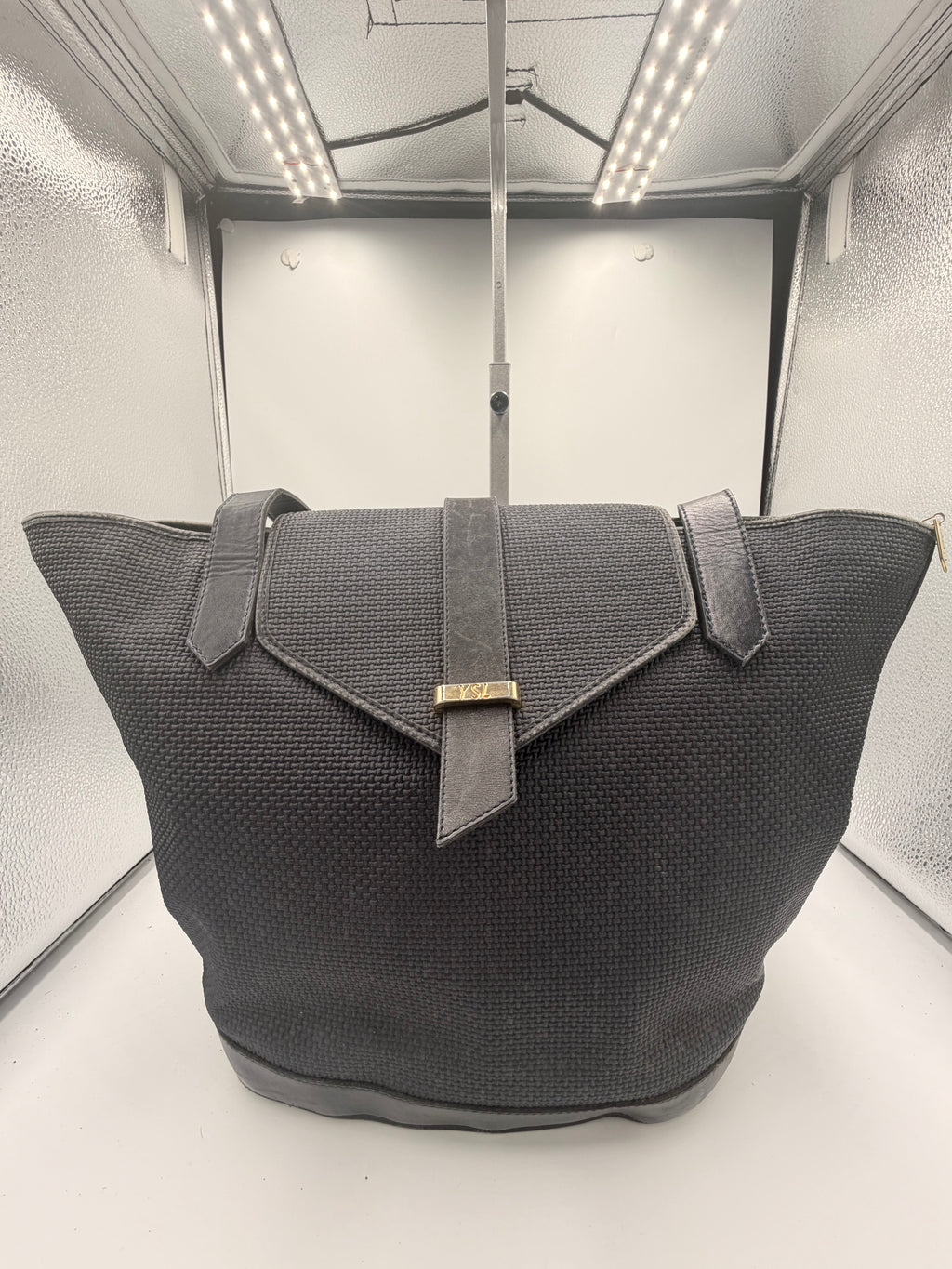 Yves Saint Laurent Woven Bucket Tote Bag