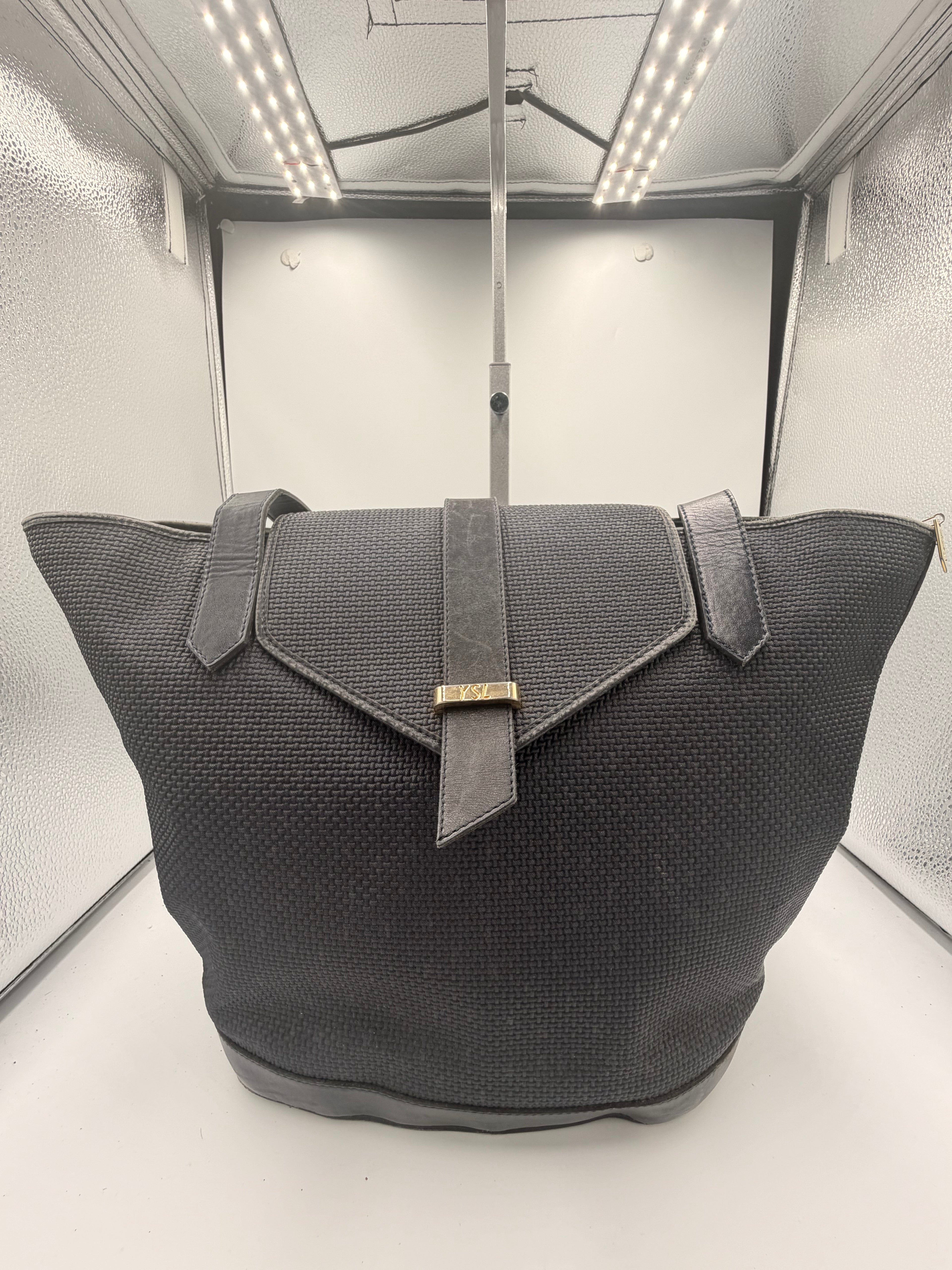 Yves Saint Laurent Woven Bucket Tote Bag