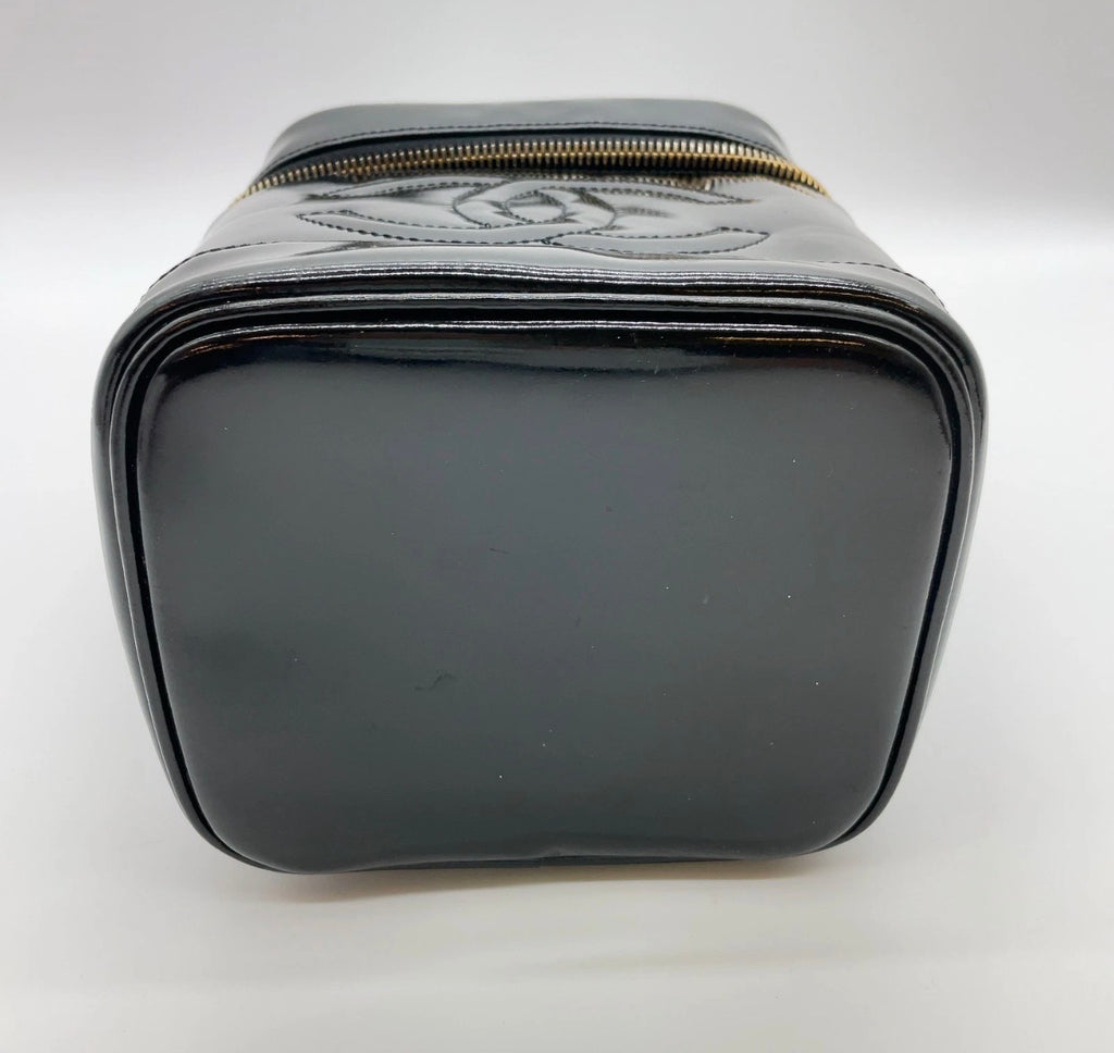 Chanel Black Patent Leather XL CC Vanity Case