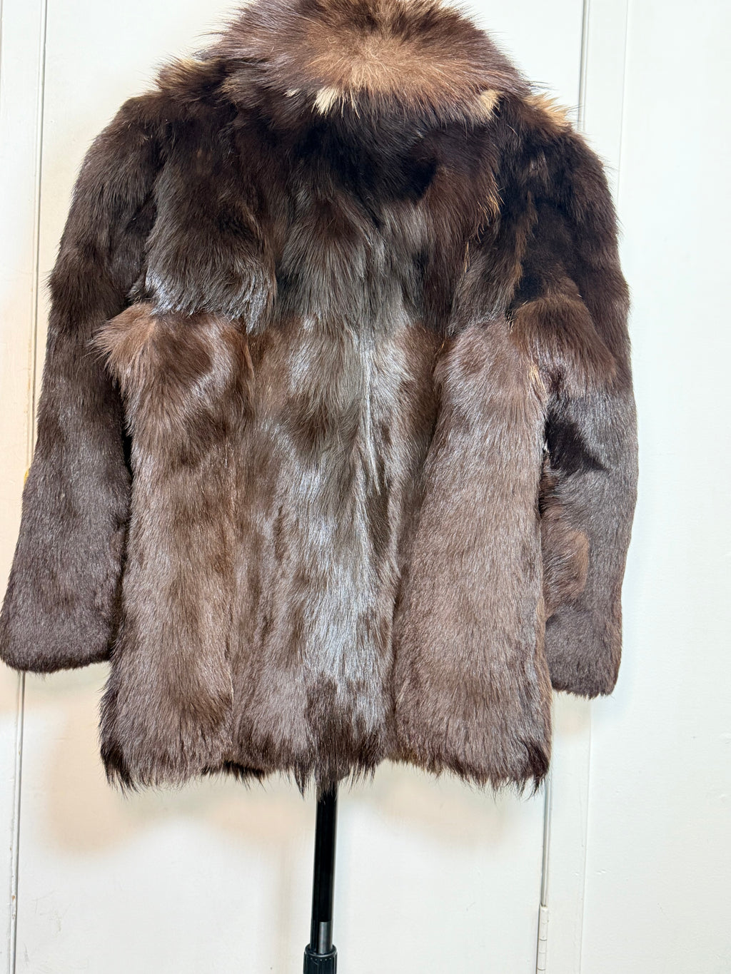 Vintage Silver Fox Fur Coat (Natural Brown) – Large / XL 011