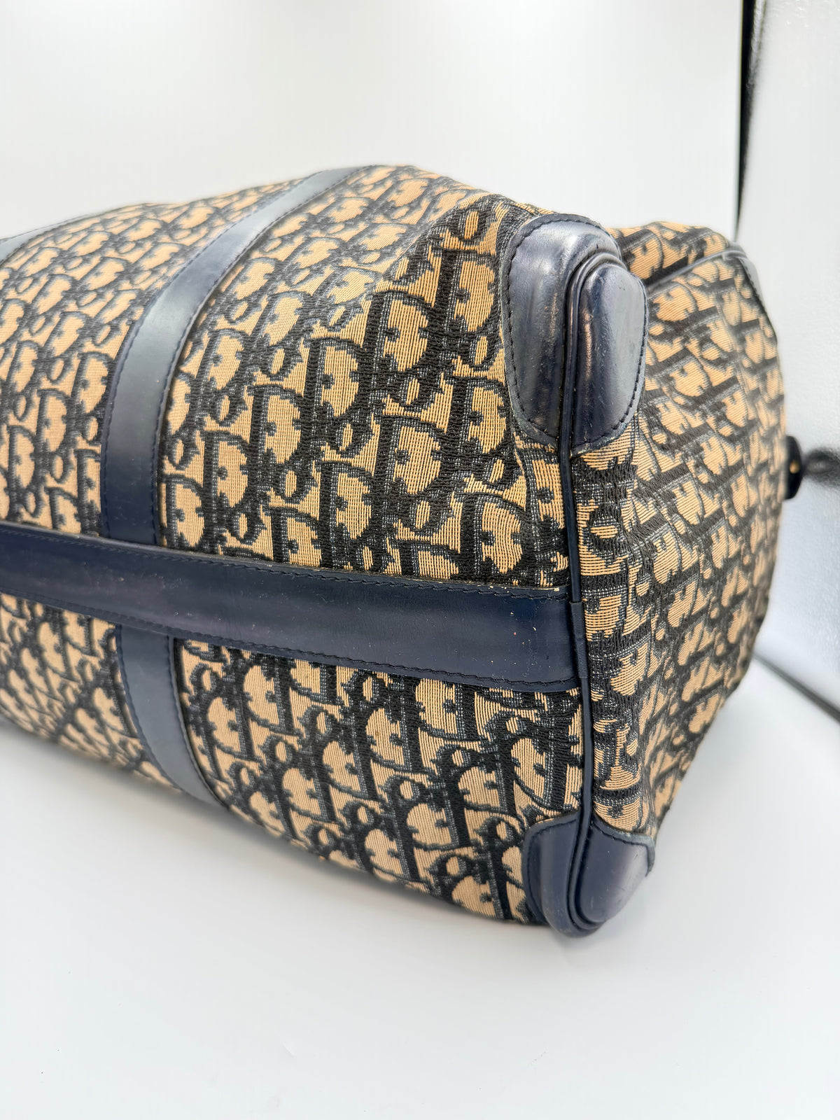 Christian Dior Trotter Monogram Boston Travel Bag – Navy