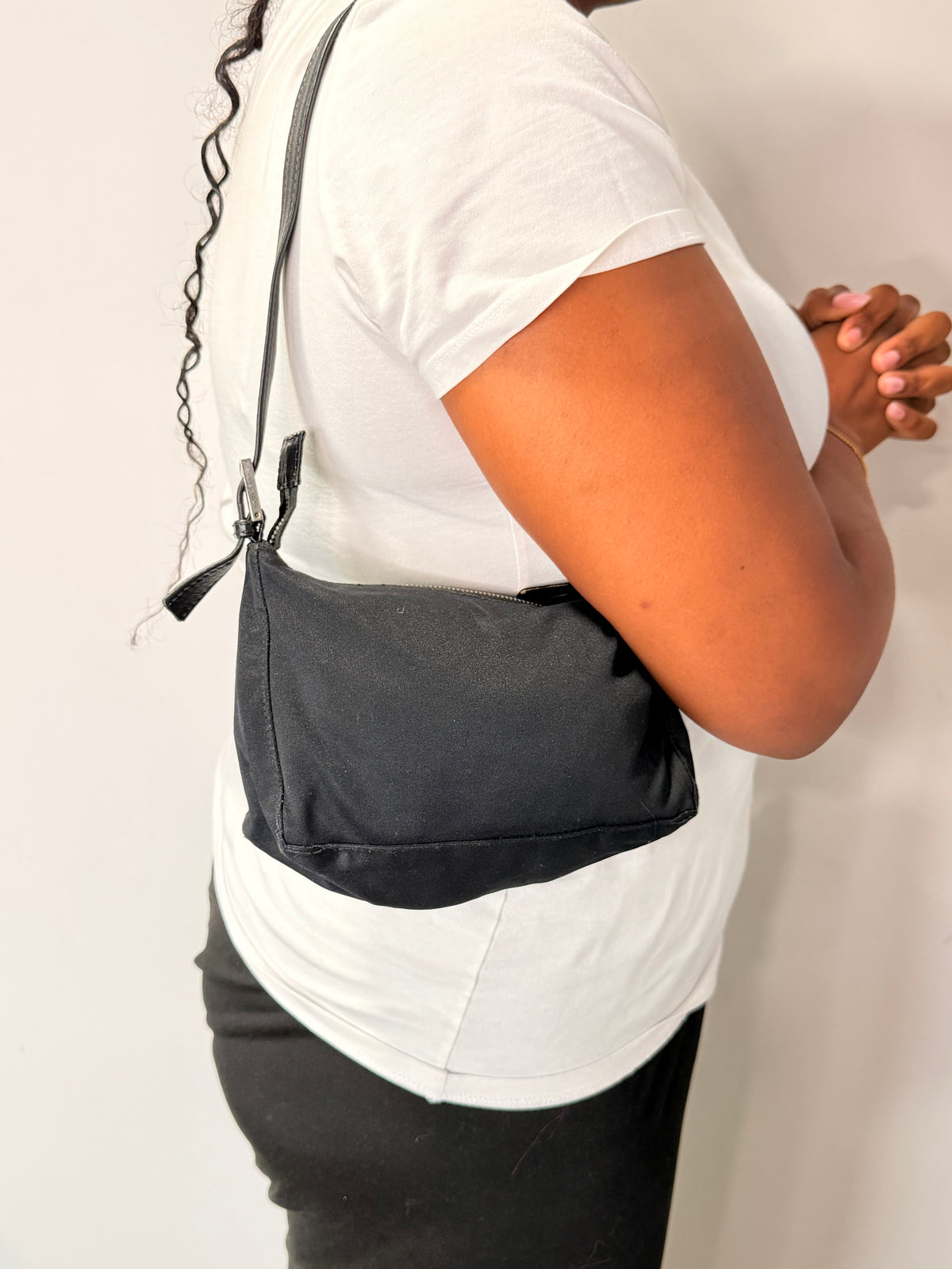 Fendi Vintage Black Nylon Shoulder Bag