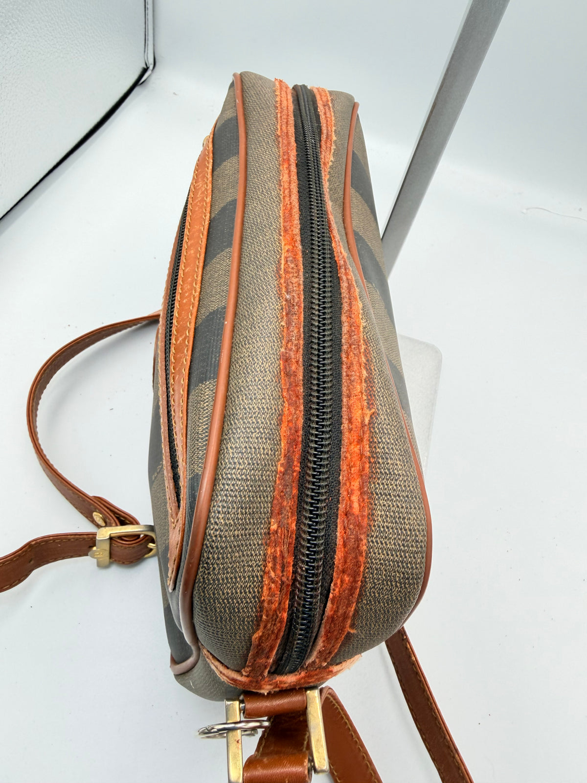 Fendi Pequin Stripe Crossbody Camera Bag