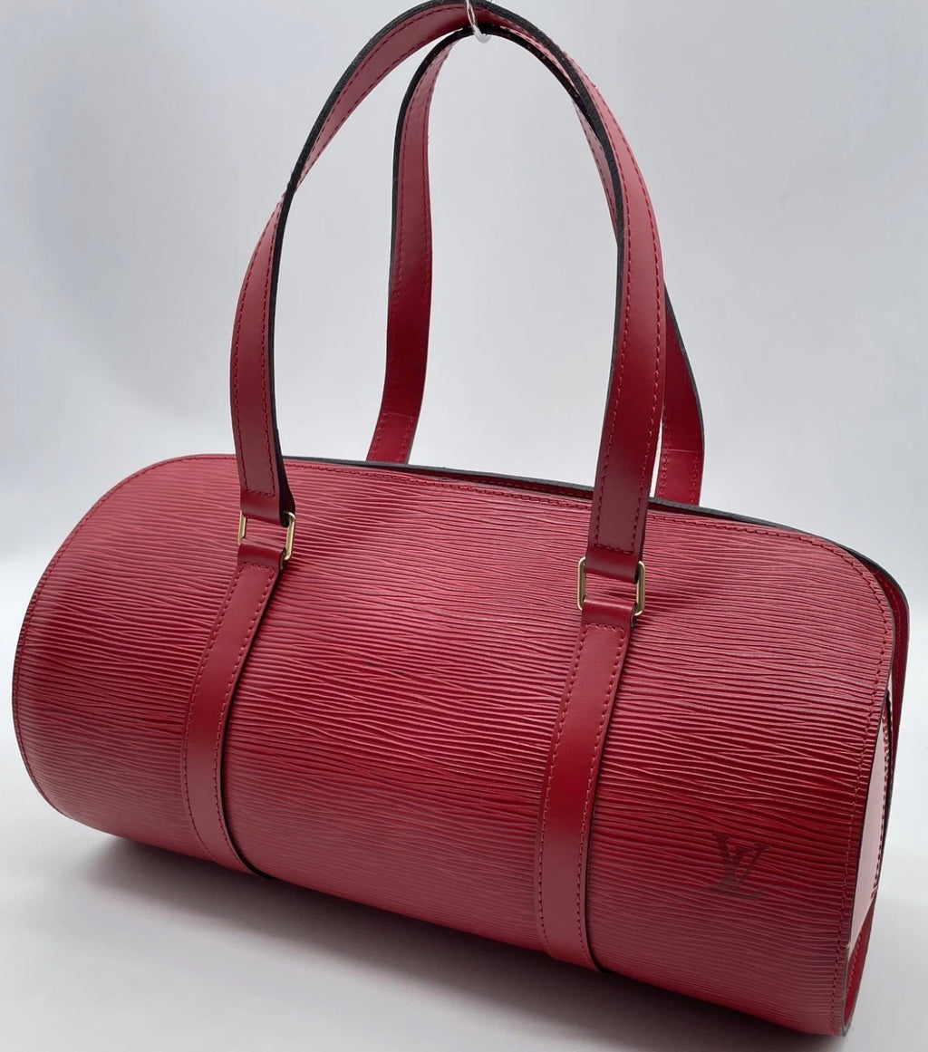 LOUIS VUITTON Epi Soufflot Hand Bag Red with Dustbag