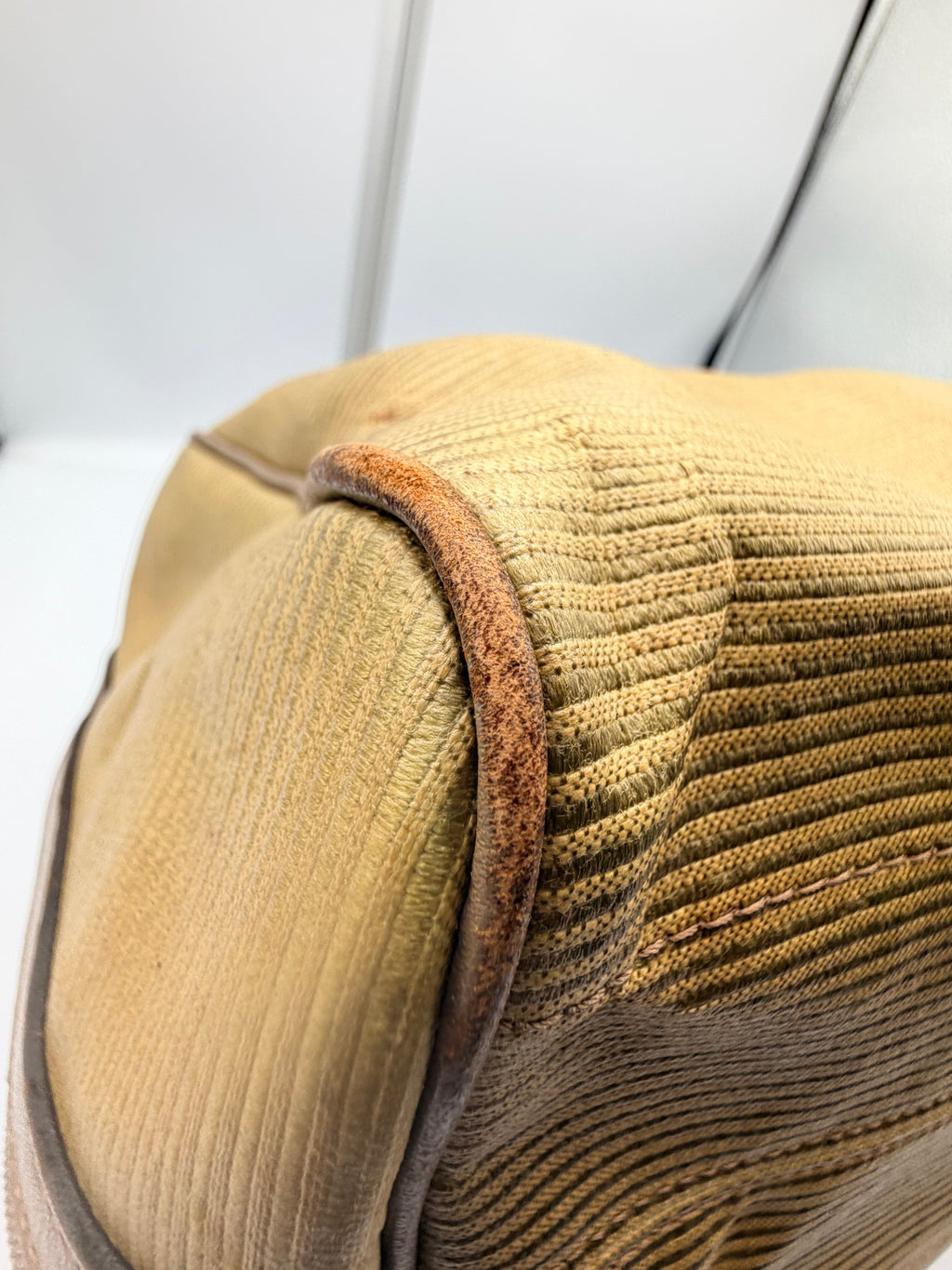 Yves Saint Laurent YSL Beige Canvas Boston Bag