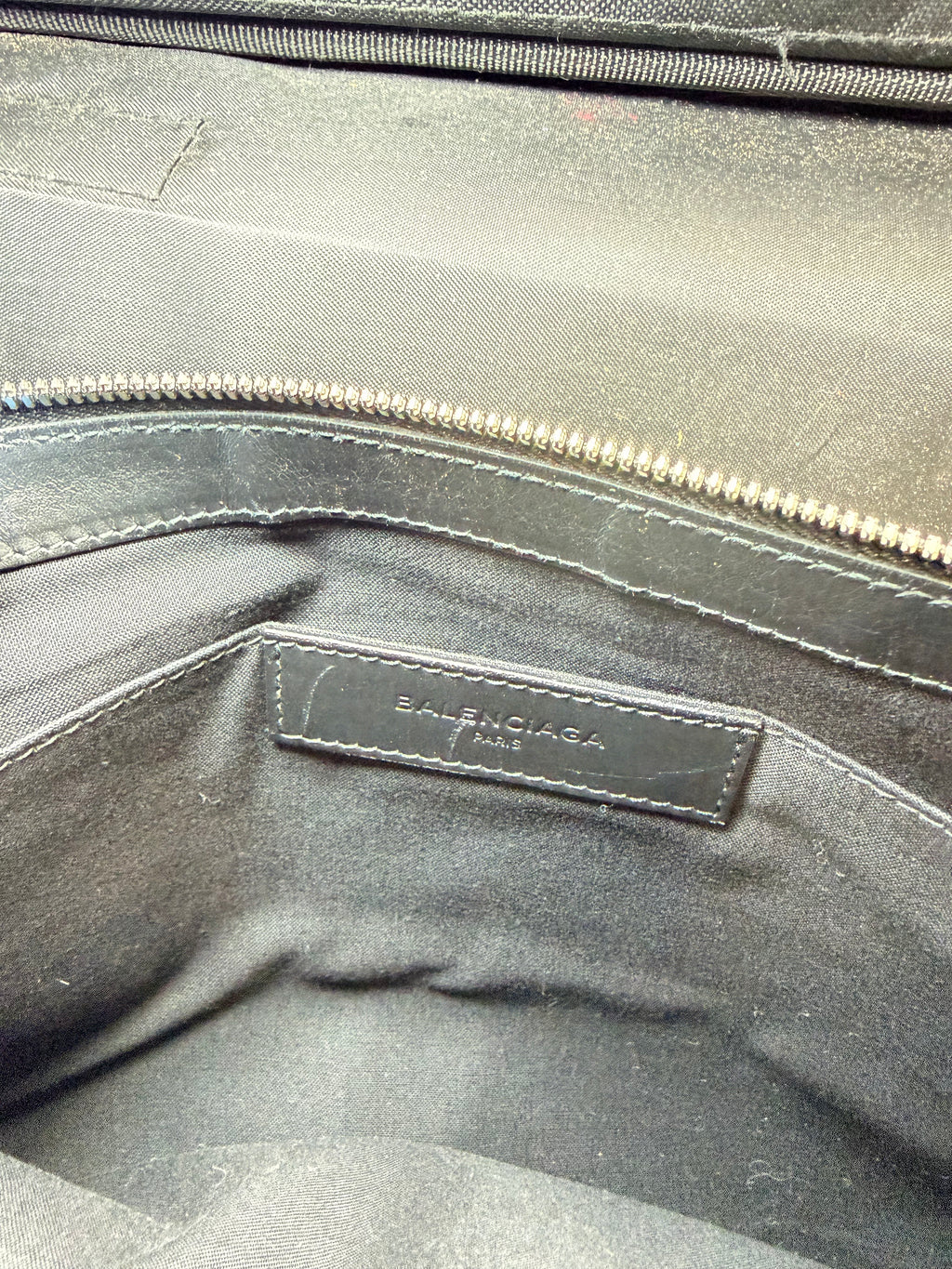 Balenciaga Paris Canvas & Black Leather Logo Clutch Pouch