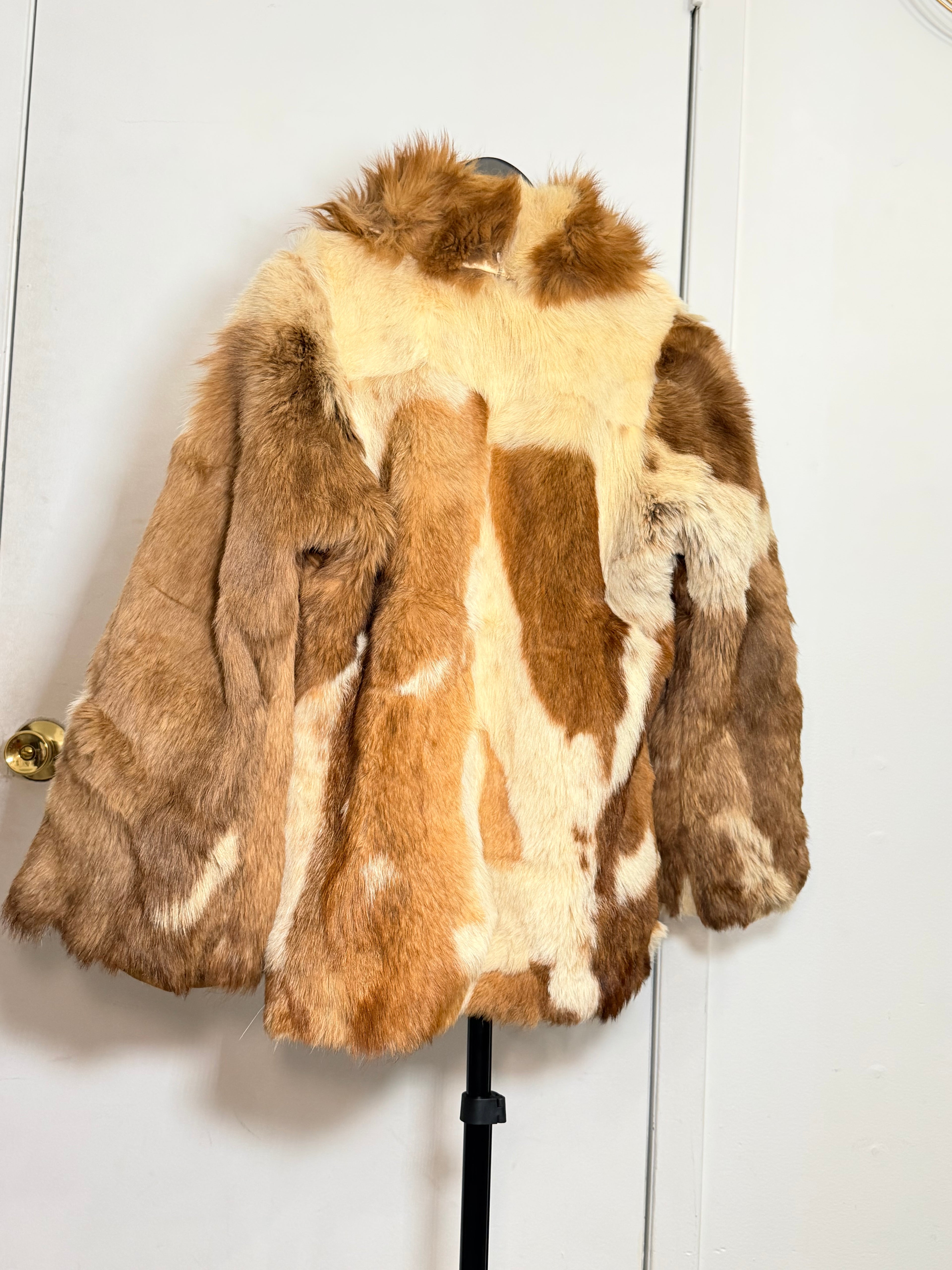 Vintage Patchwork Rabbit Fur Coat (Natural) – Medium / Large 009