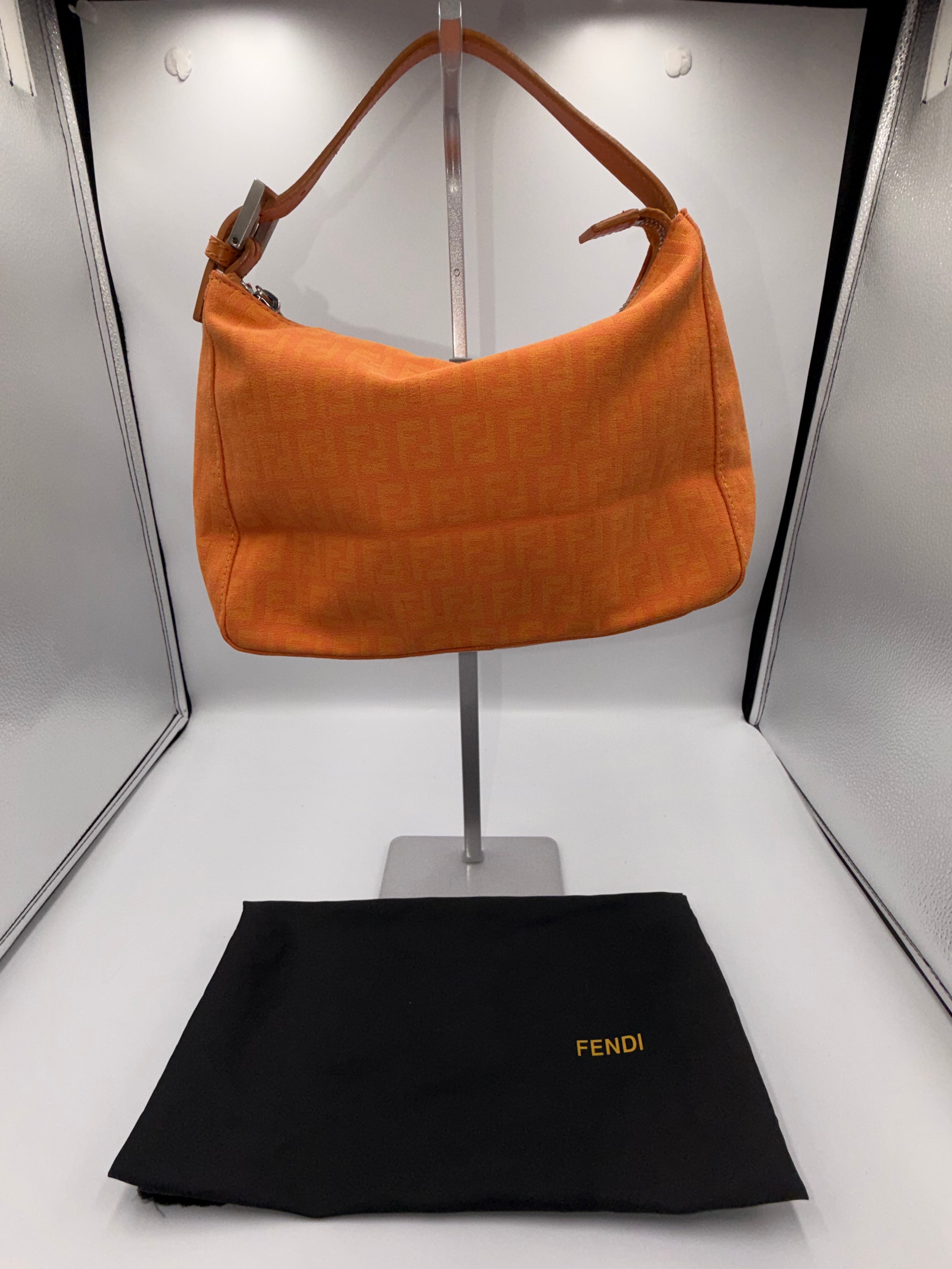 Fendi Zucchino Mini Hobo Bag – Orange Canvas