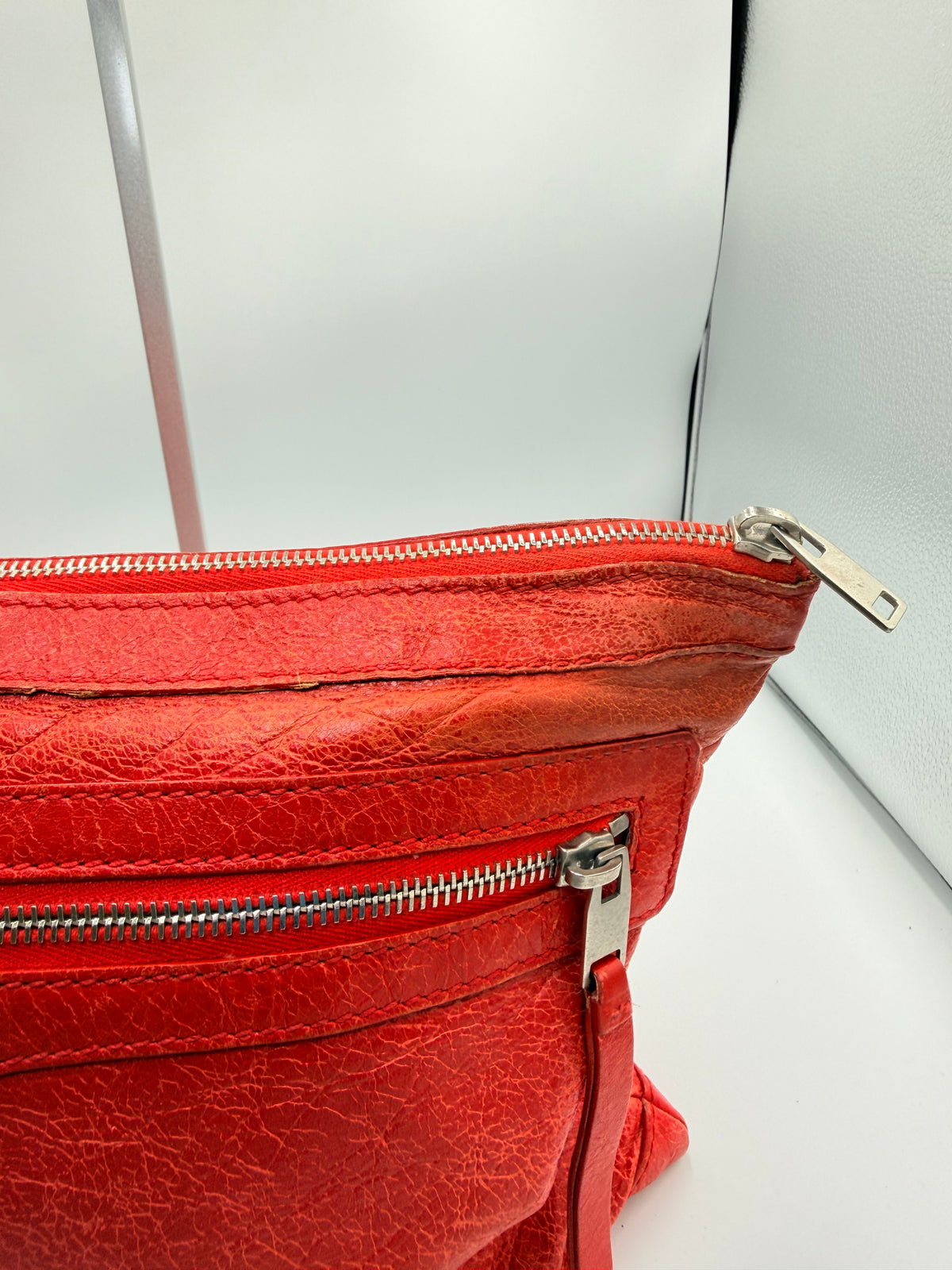 Balenciaga Classic Clip L Red Leather Clutch Bag