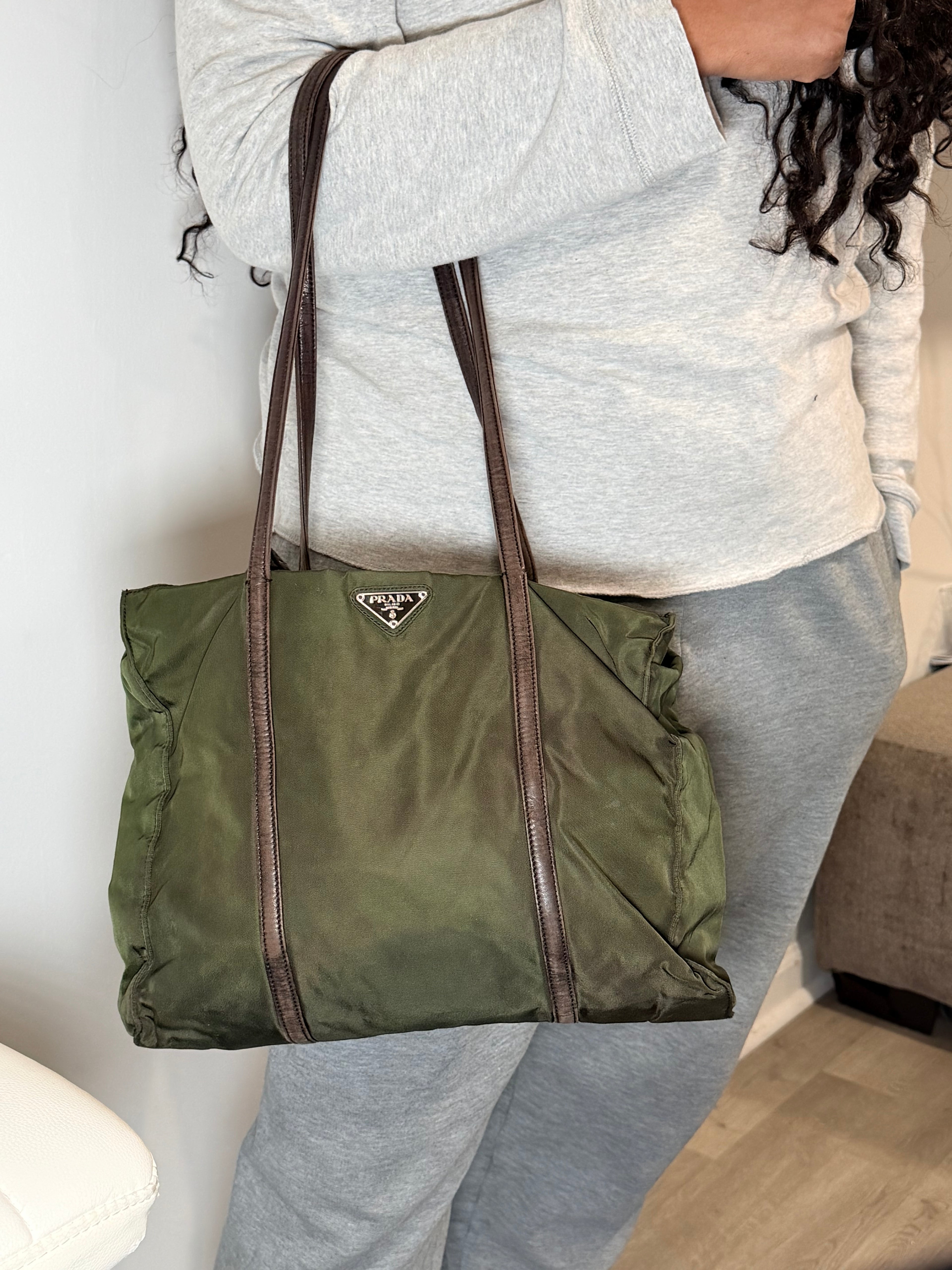 Prada Tessuto Nylon Tote – Olive Green