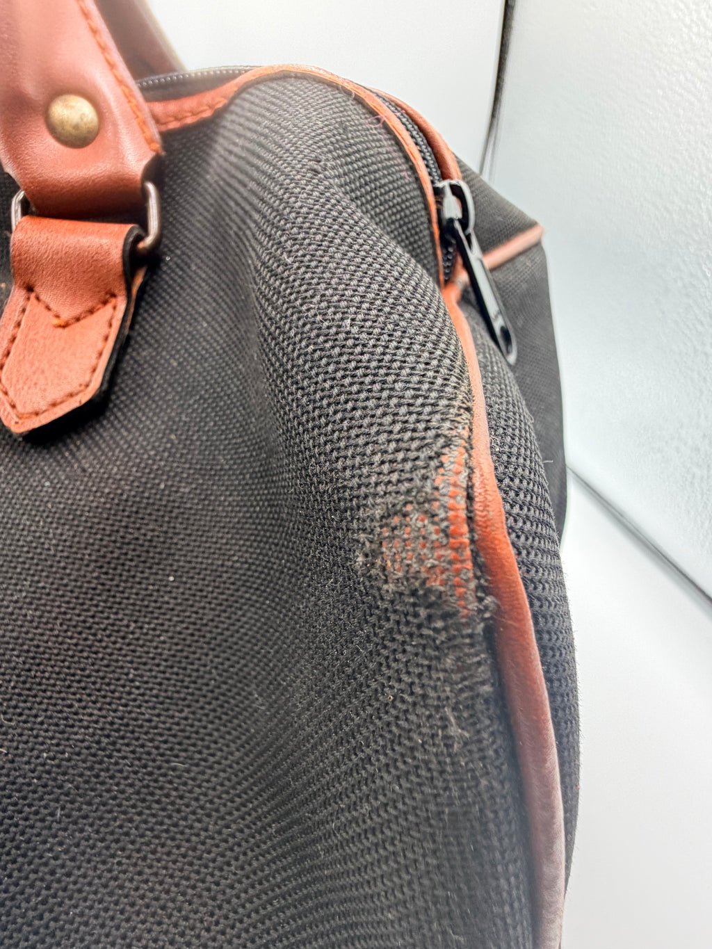 Yves Saint Laurent YSL Black Canvas Boston Bag