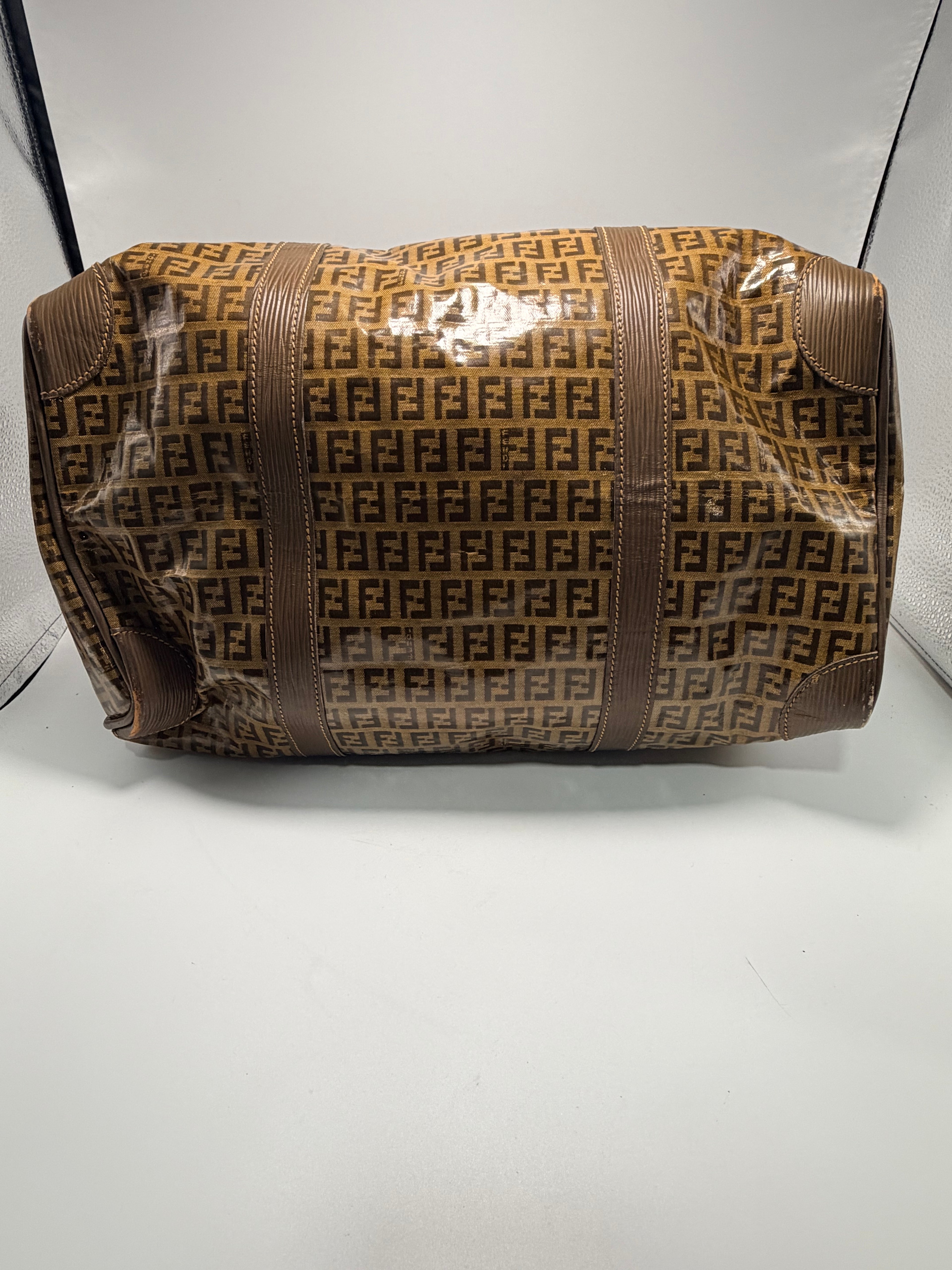 Fendi Vintage Zucca Coated Canvas Boston Bag (Large)