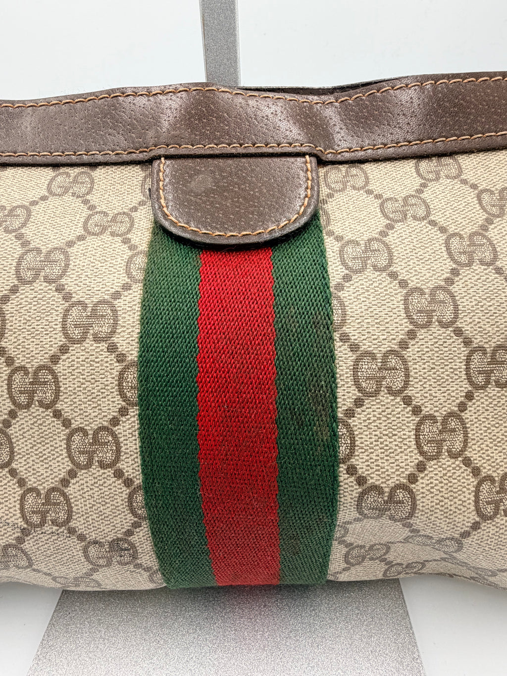 GUCCI GG Supreme Web Clutch (Large) Brown
