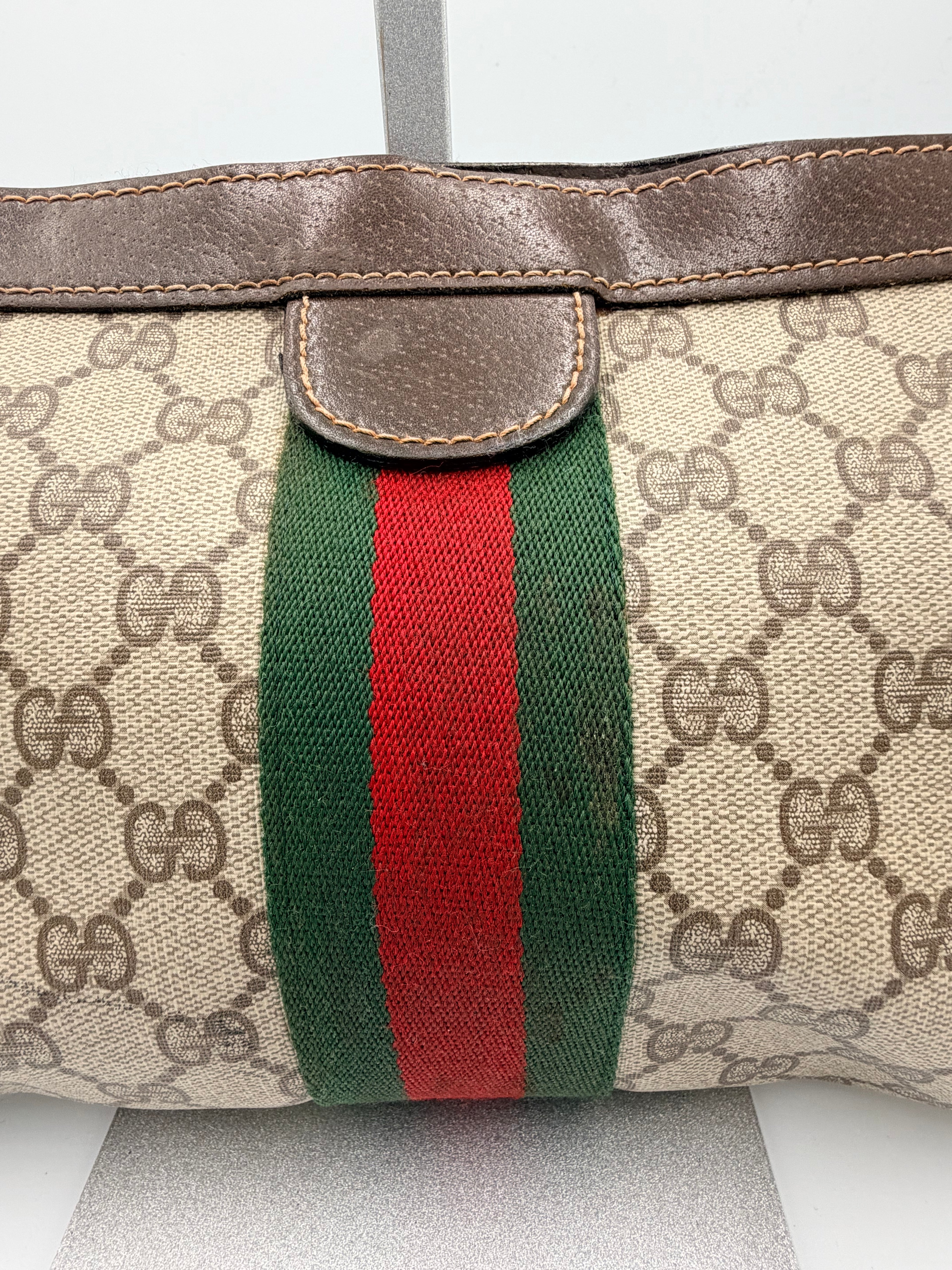 GUCCI GG Supreme Web Clutch (Large) Brown