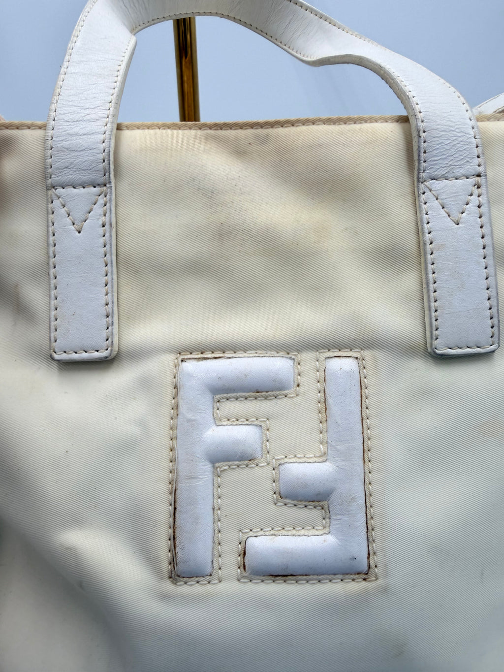 Fendi Cream Canvas & Leather FF Tote Bag