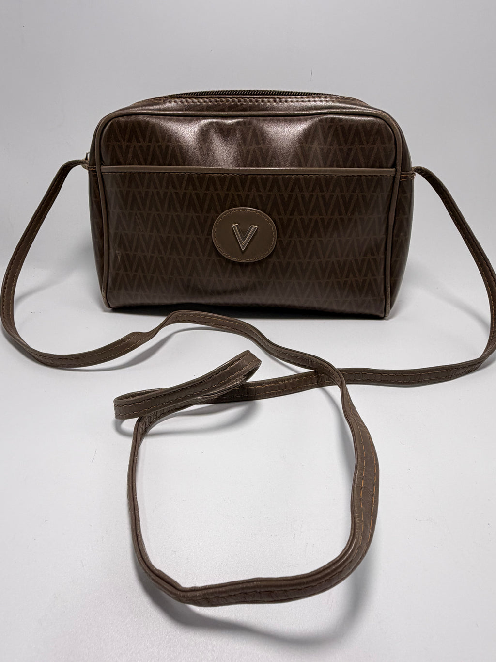 VALENTINO GARAVANI Monogram Crossbody Bag – Brown Coated Canvas