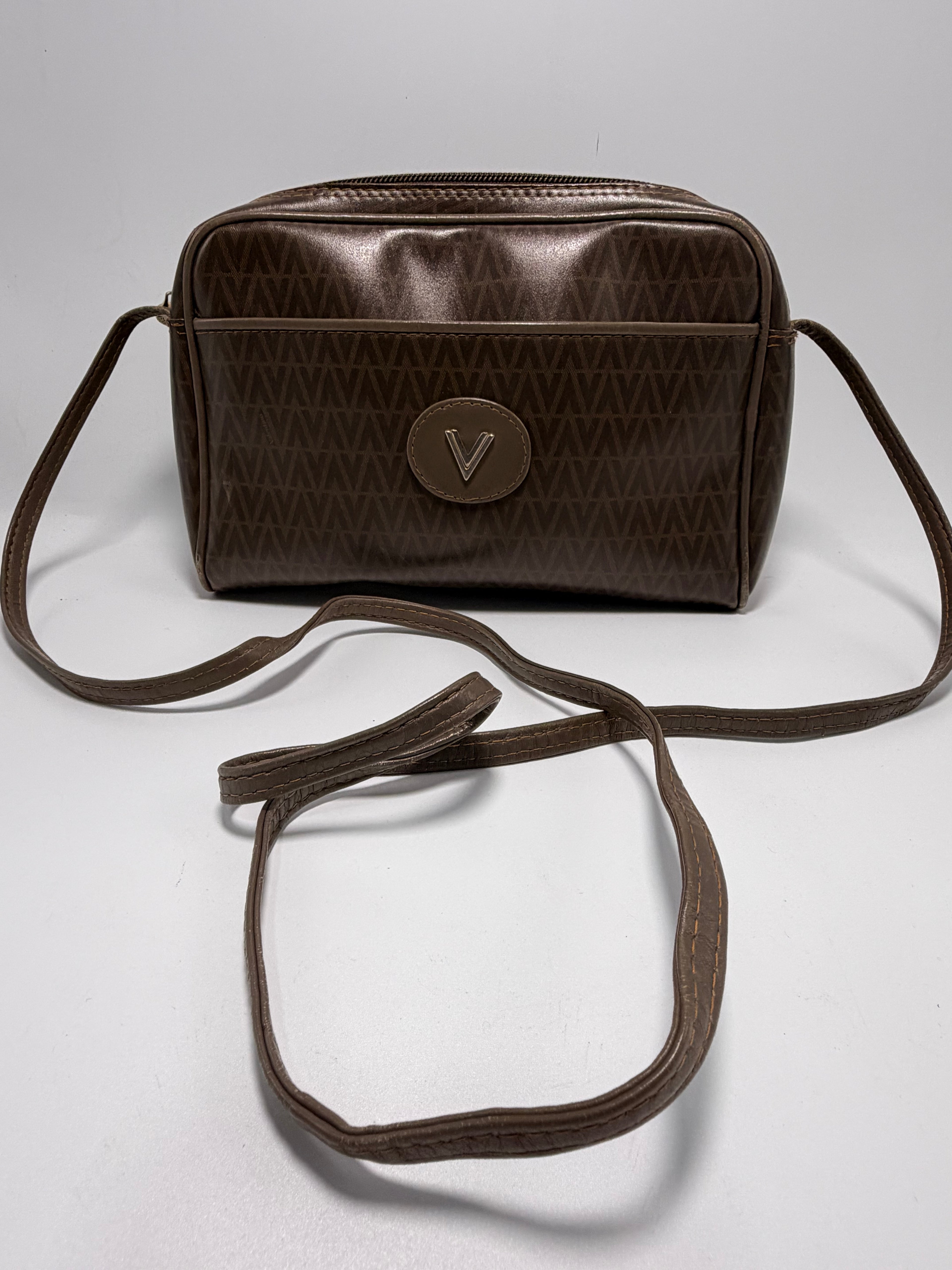 VALENTINO GARAVANI Monogram Crossbody Bag – Brown Coated Canvas